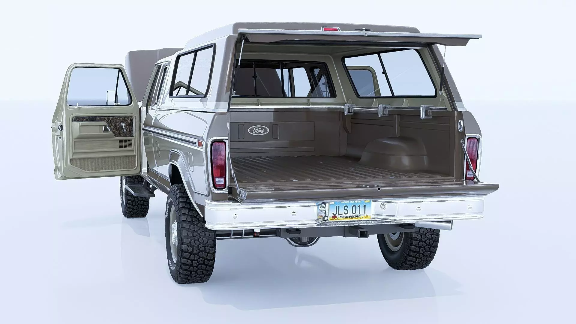 1978 F350 SuperCab with Bed Cap 3D model_7