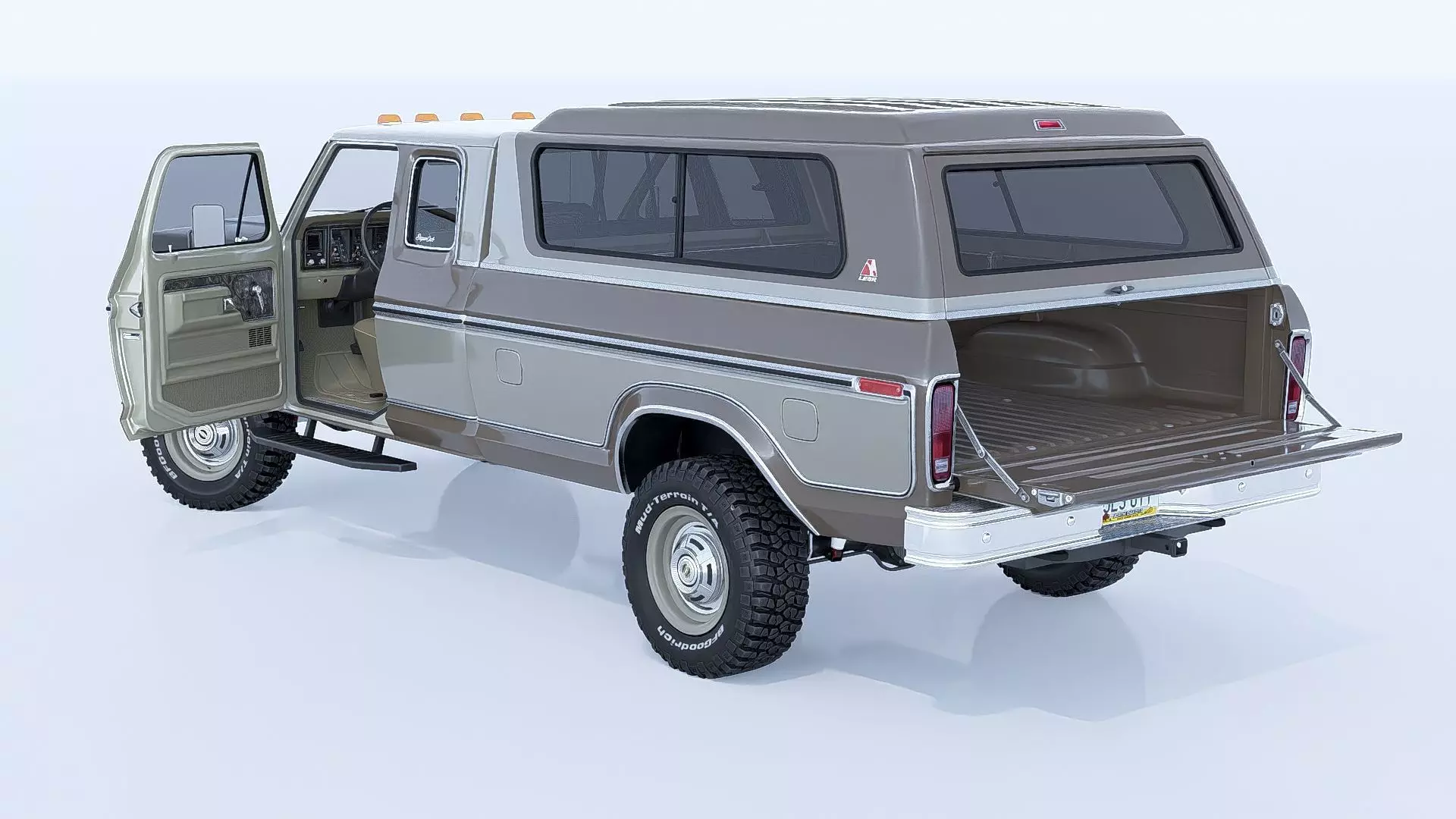 1978 F350 SuperCab with Bed Cap 3D model_6