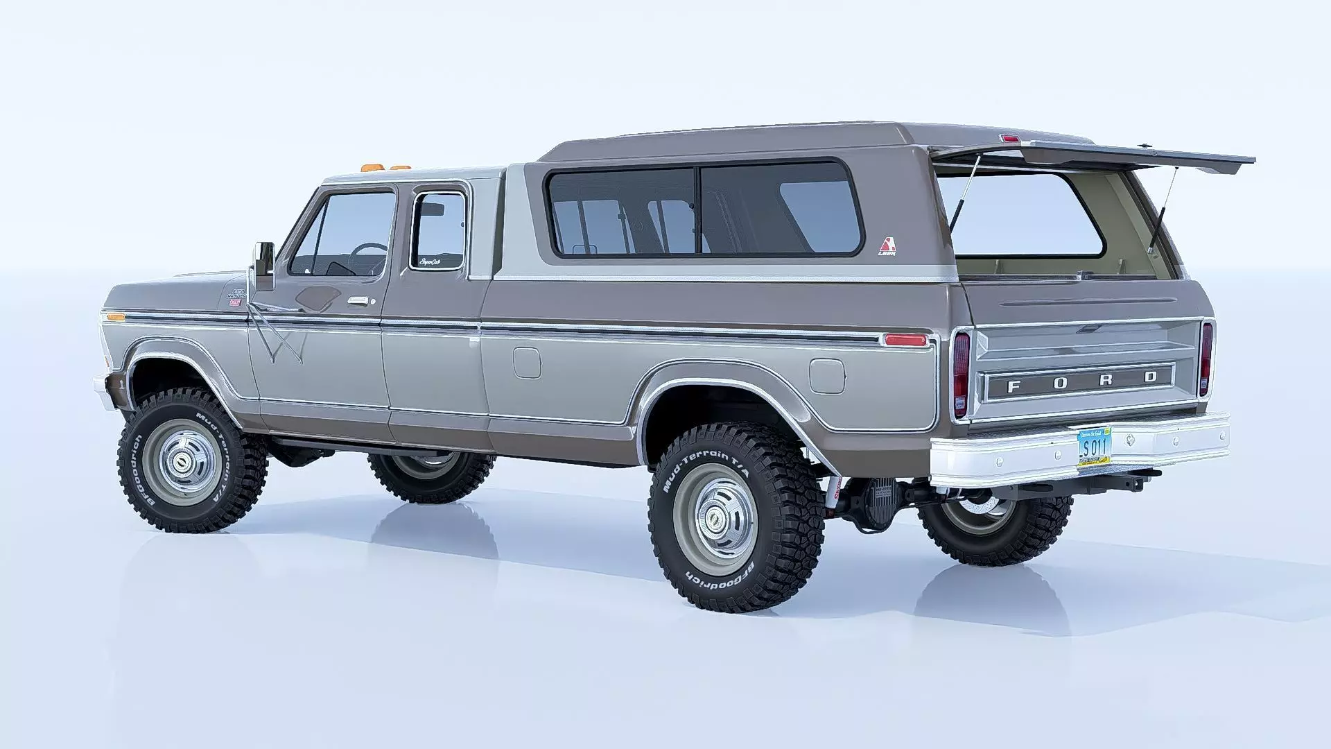 1978 F350 SuperCab with Bed Cap 3D model_5
