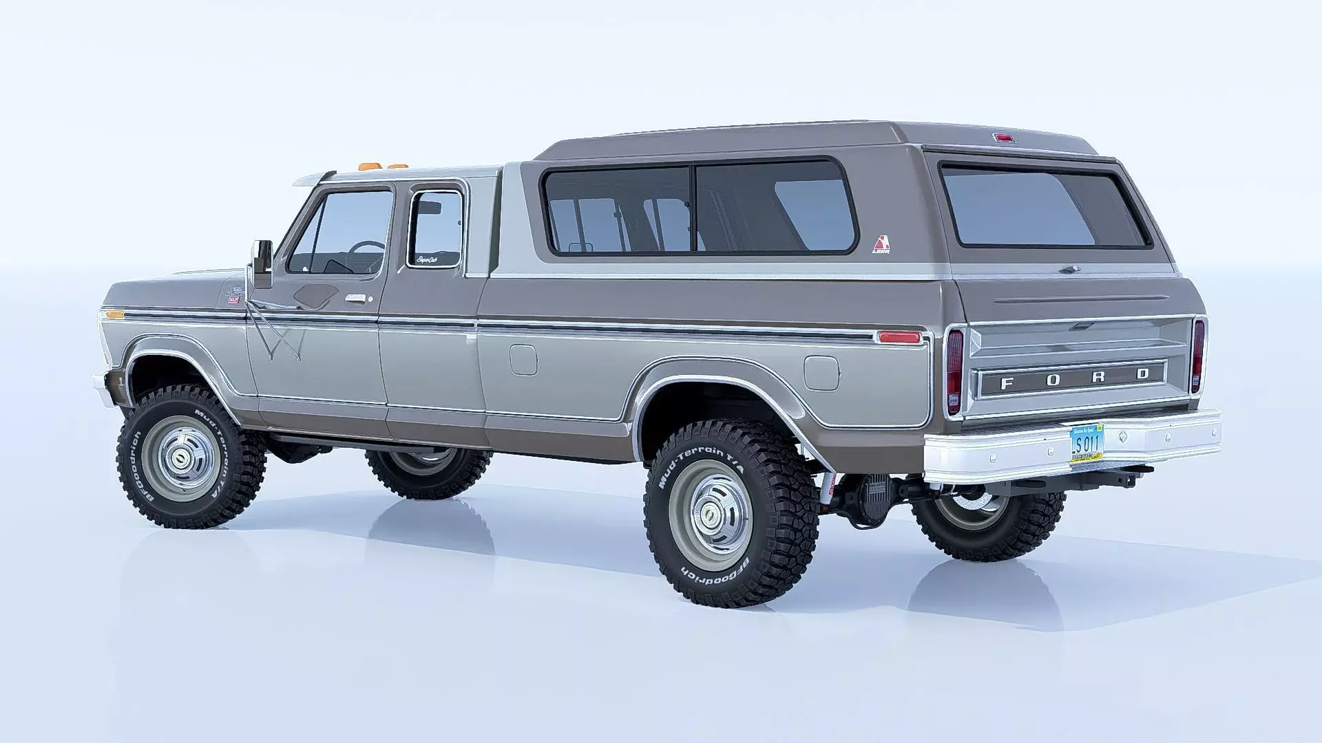 1978 F350 SuperCab with Bed Cap 3D model_4
