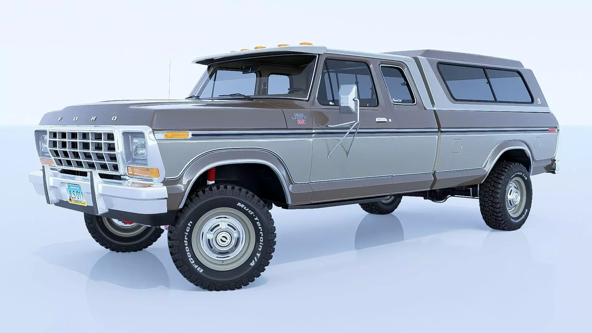 1978 F350 SuperCab with Bed Cap 3D model_3