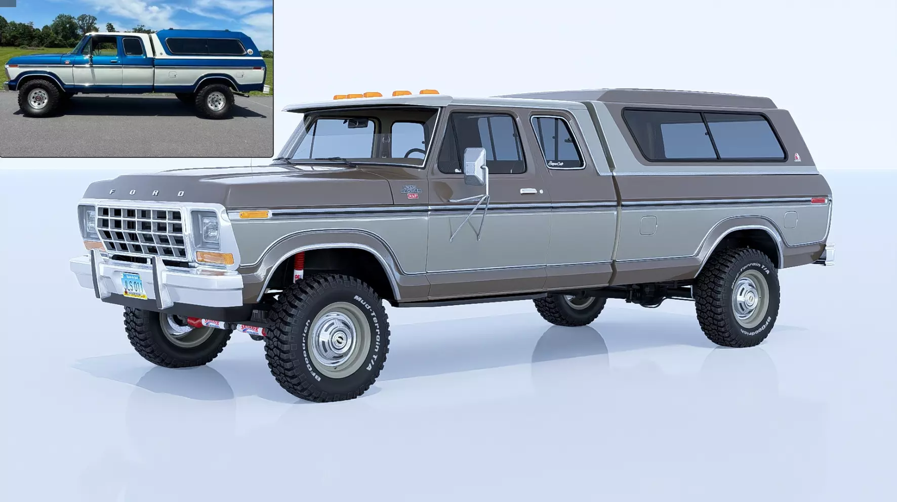 1978 F350 SuperCab with Bed Cap 3D model_2