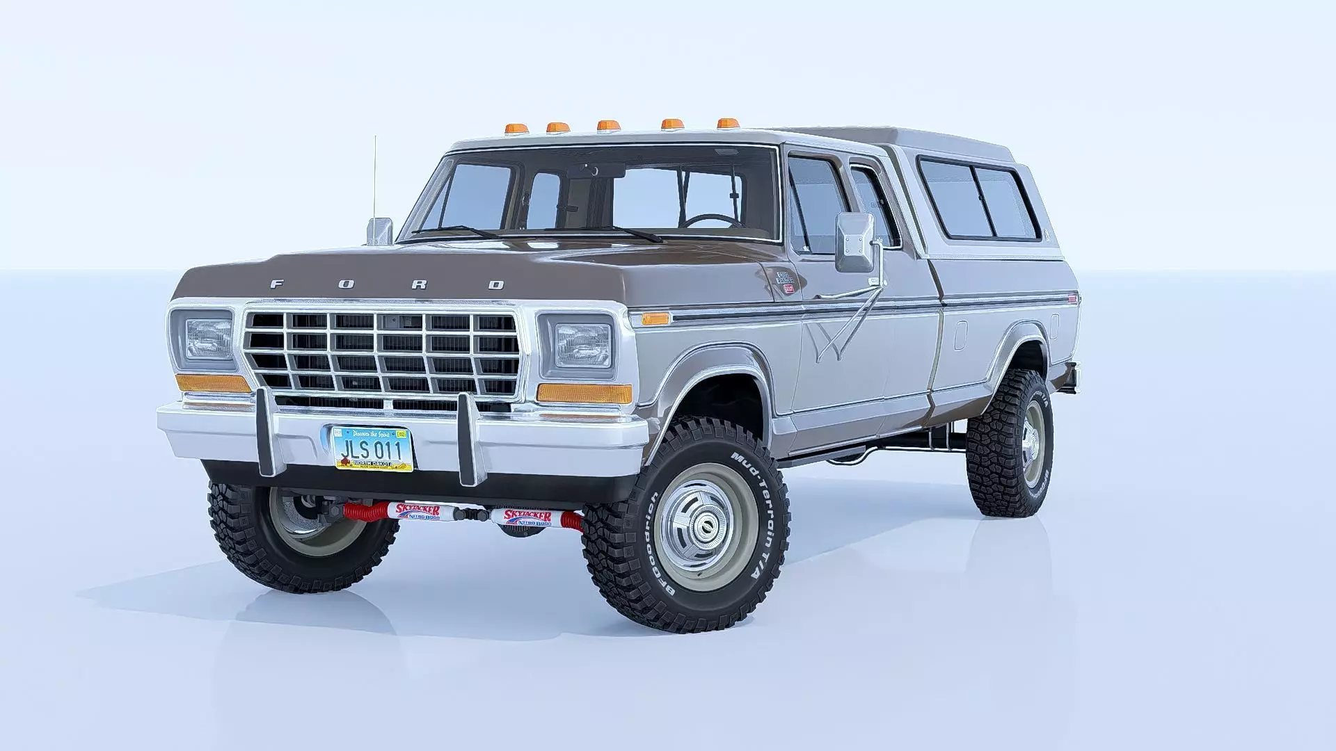 1978 F350 SuperCab with Bed Cap 3D model_1