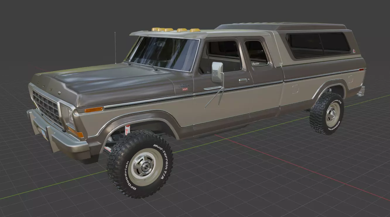 1978 F350 SuperCab with Bed Cap 3D model_51