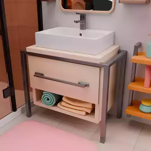 Stylized Bathroom Set  3 Isometric Rooms Low-poly 3D model 7