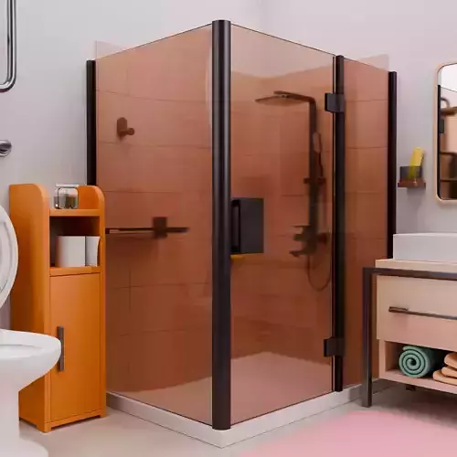 Stylized Bathroom Set  3 Isometric Rooms Low-poly 3D model 5