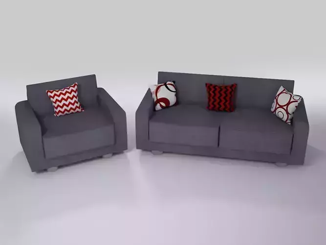 Sofa couch with pillows 3D model