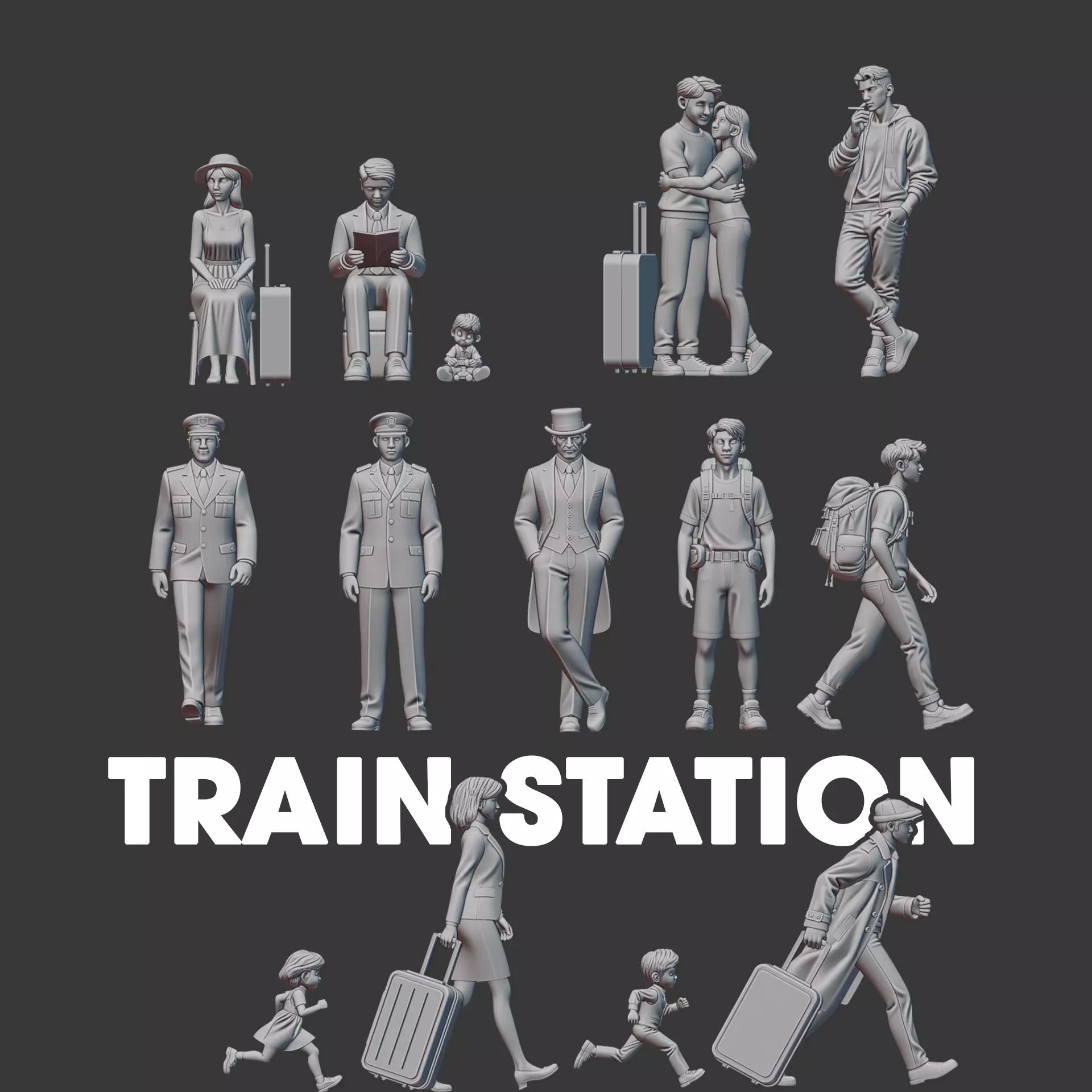 Train Station Diorama Figures 3D print model