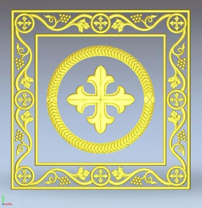 Cross altar panel marble or wood for church 3D model_2