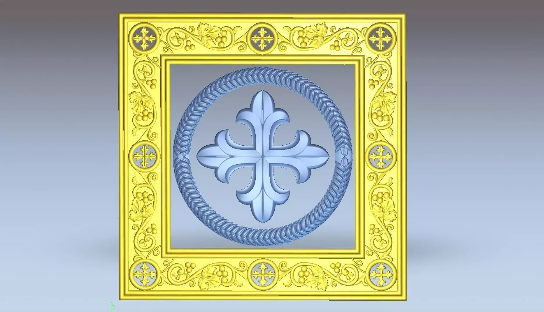 Cross altar panel marble or wood for church 3D model_1