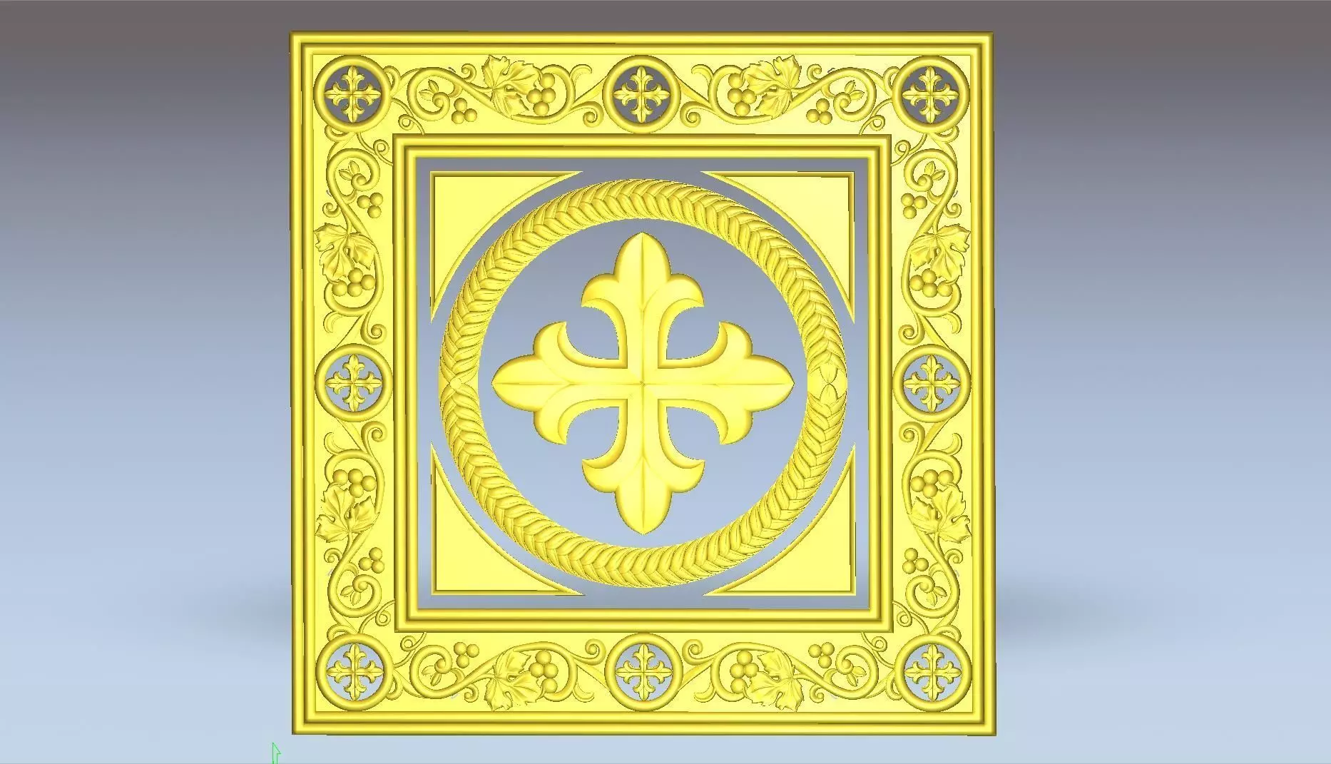 Cross altar panel marble or wood for church 3D model_0