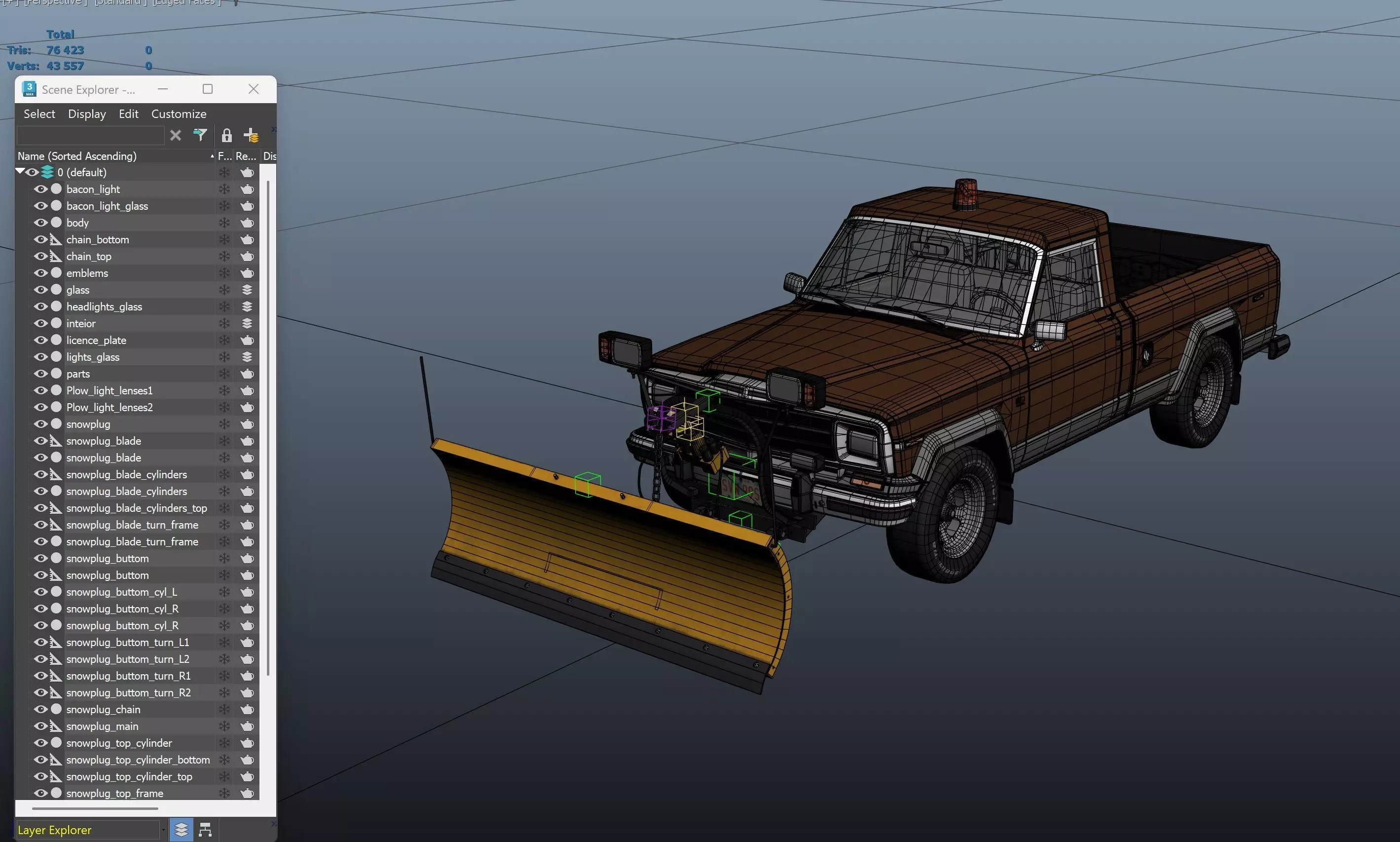 Jeep Gladiator J-10 snow plow pickup Low-poly 3D model_64