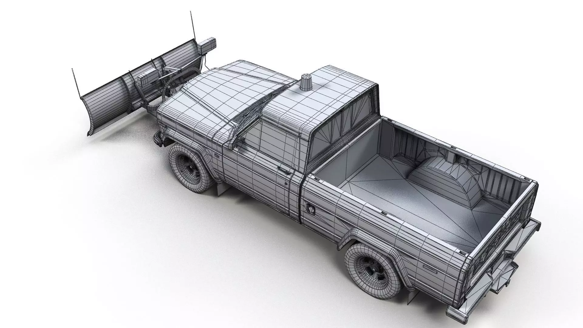 Jeep Gladiator J-10 snow plow pickup Low-poly 3D model_24