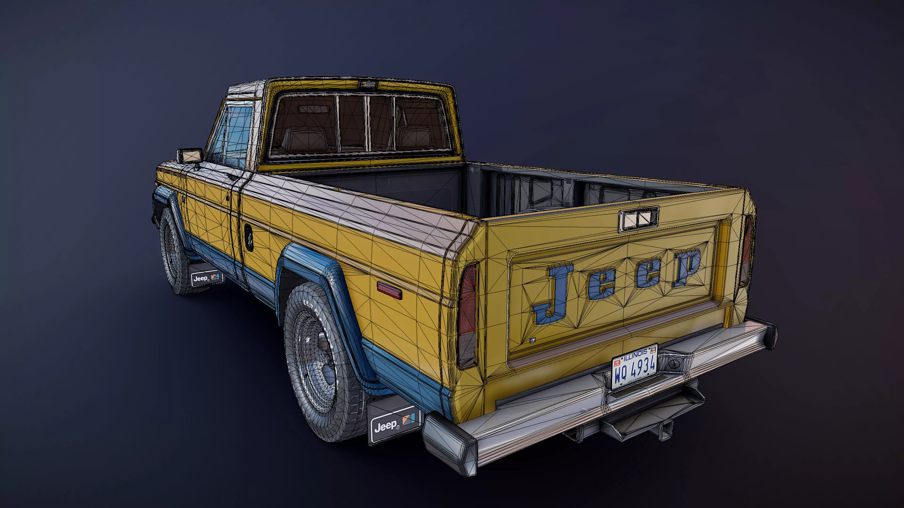 Jeep Gladiator J-10 snow plow pickup Low-poly 3D model_43