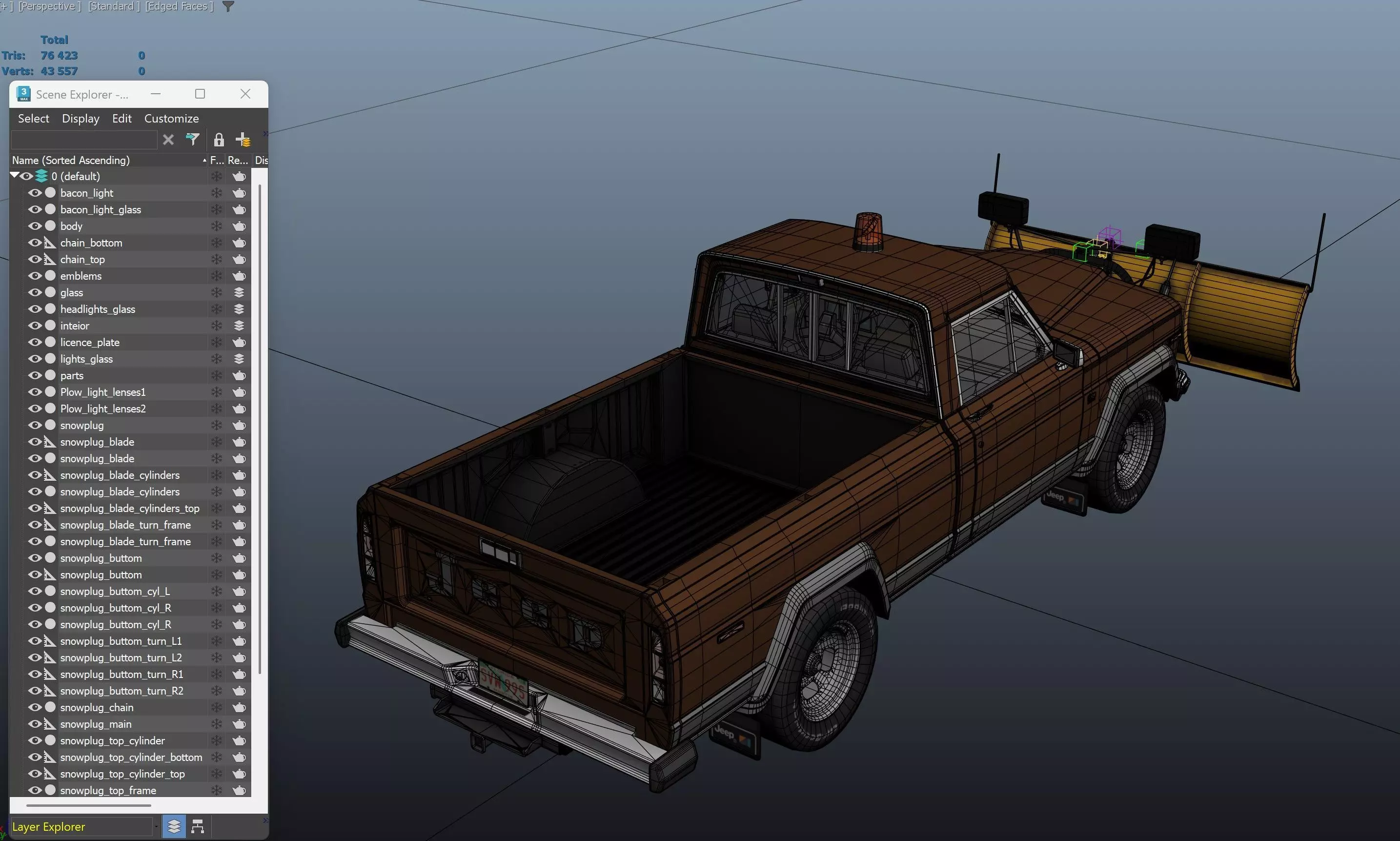 Jeep Gladiator J-10 snow plow pickup Low-poly 3D model_63