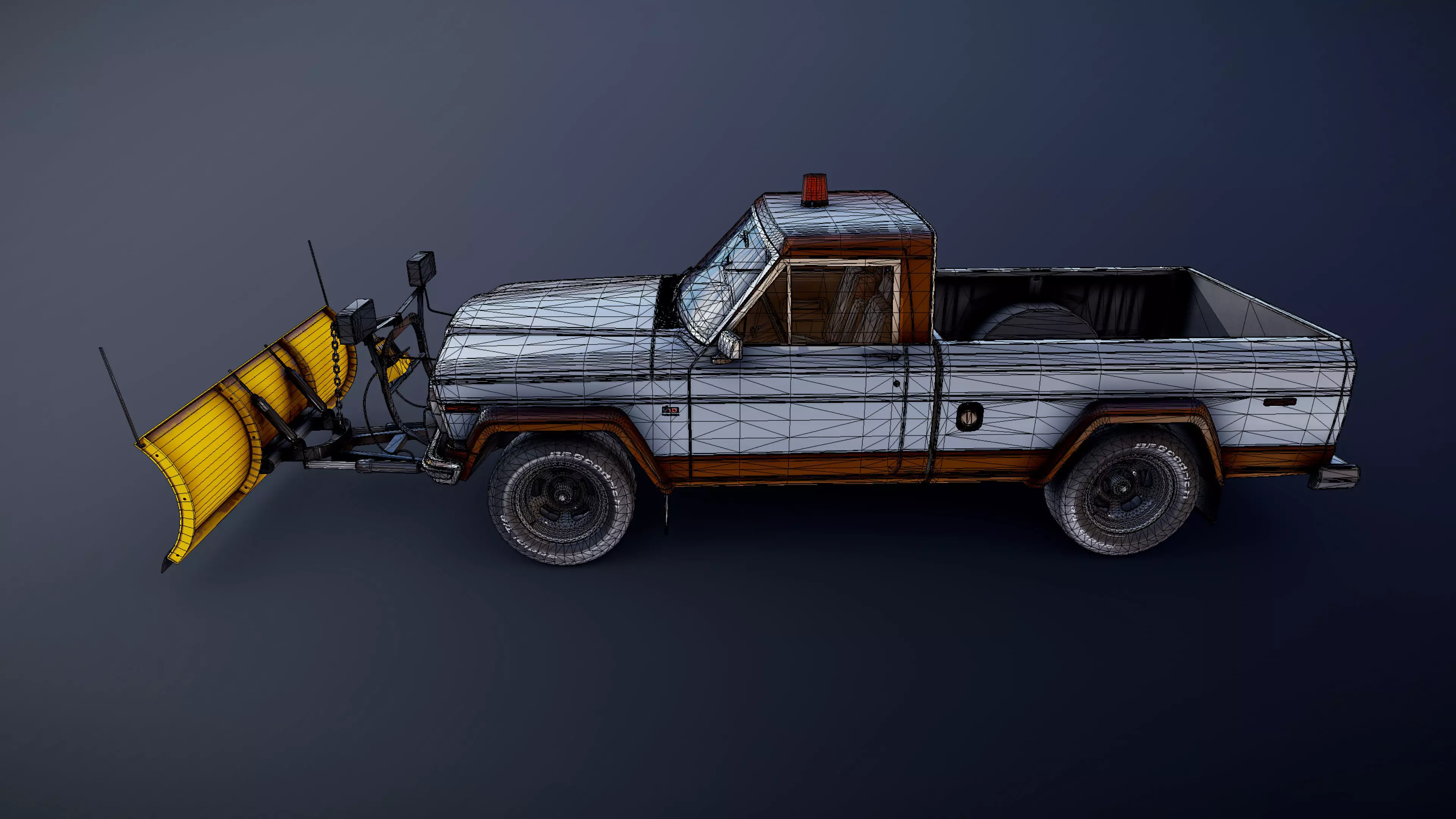 Jeep Gladiator J-10 snow plow pickup Low-poly 3D model_56