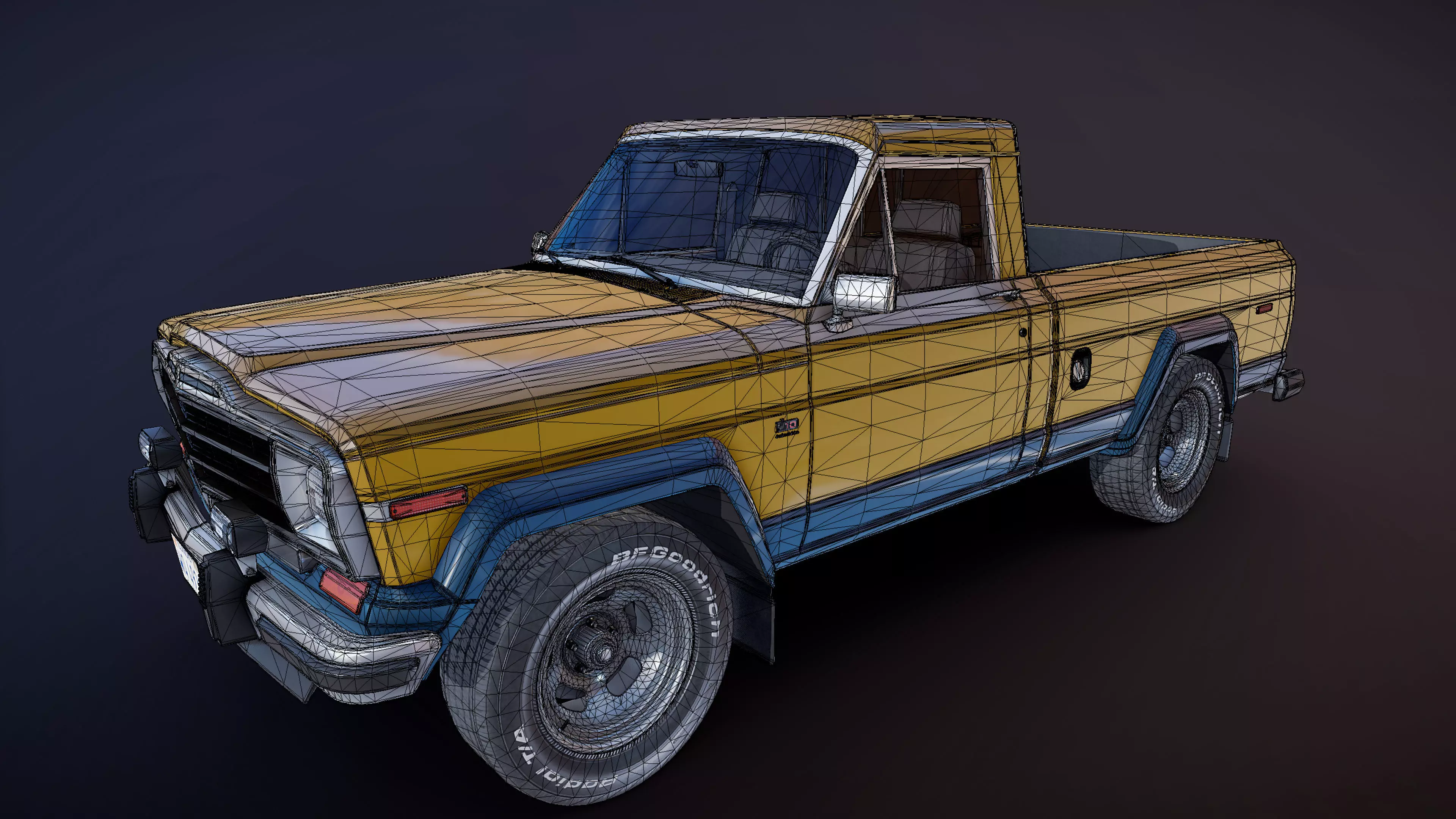 Jeep Gladiator J-10 snow plow pickup Low-poly 3D model_42