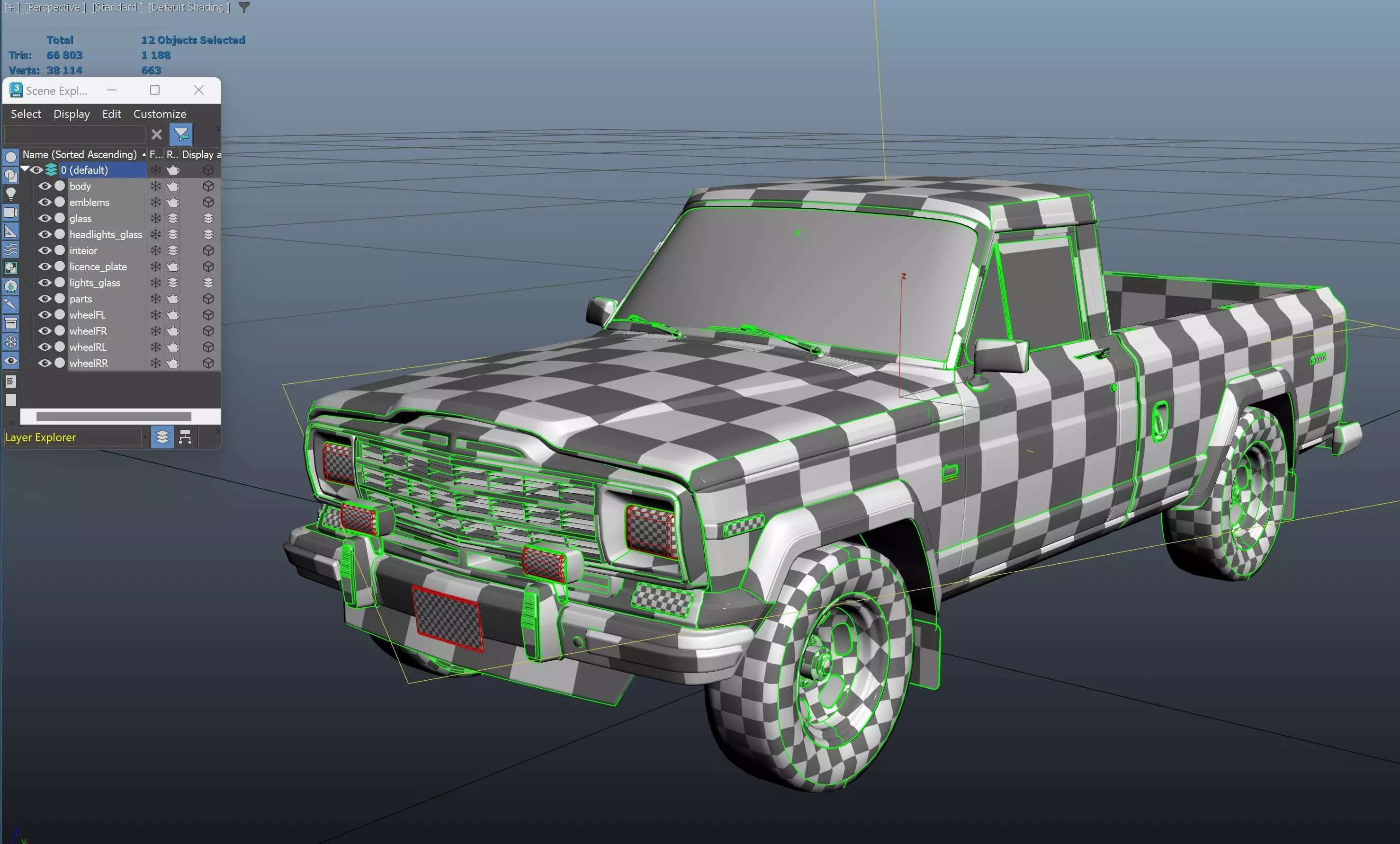 Jeep Gladiator J-10 snow plow pickup Low-poly 3D model_65