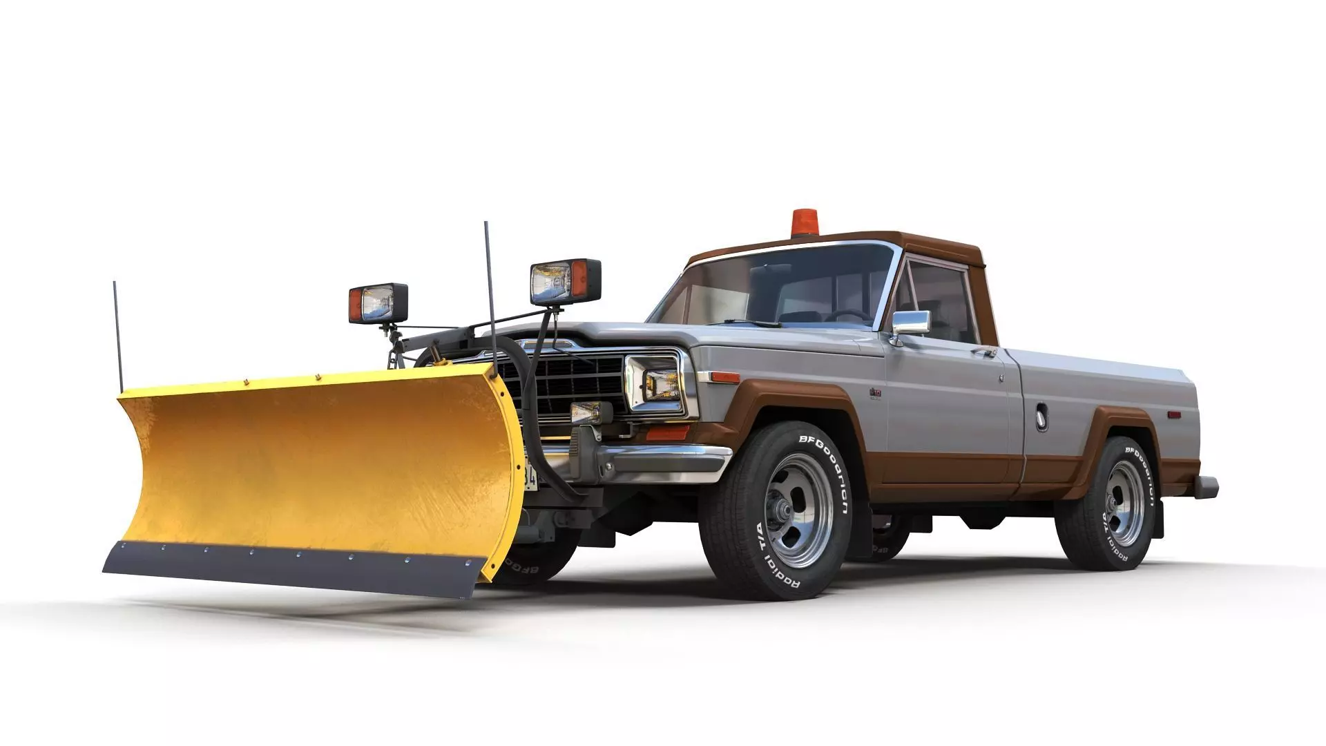 Jeep Gladiator J-10 snow plow pickup Low-poly 3D model_10