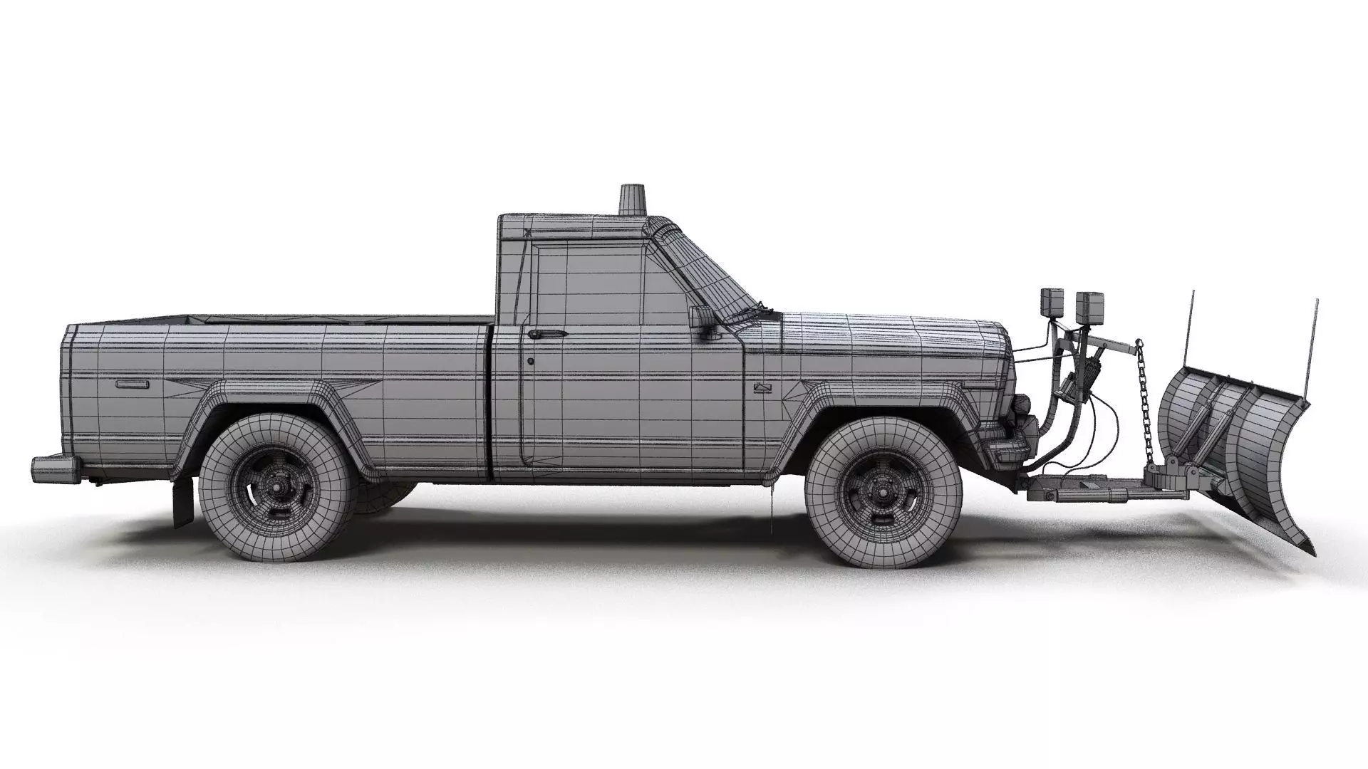 Jeep Gladiator J-10 snow plow pickup Low-poly 3D model_23