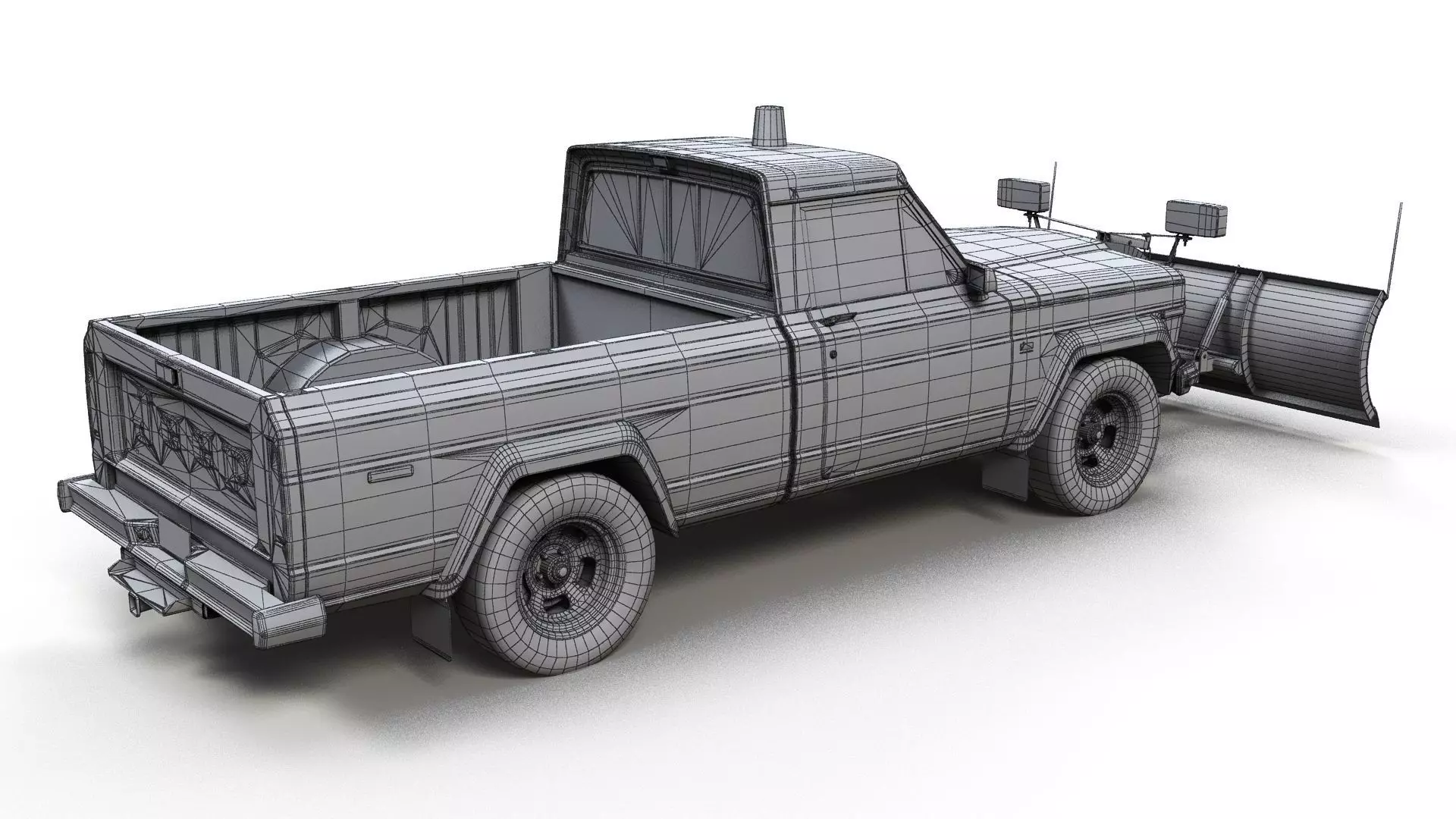 Jeep Gladiator J-10 snow plow pickup Low-poly 3D model_22
