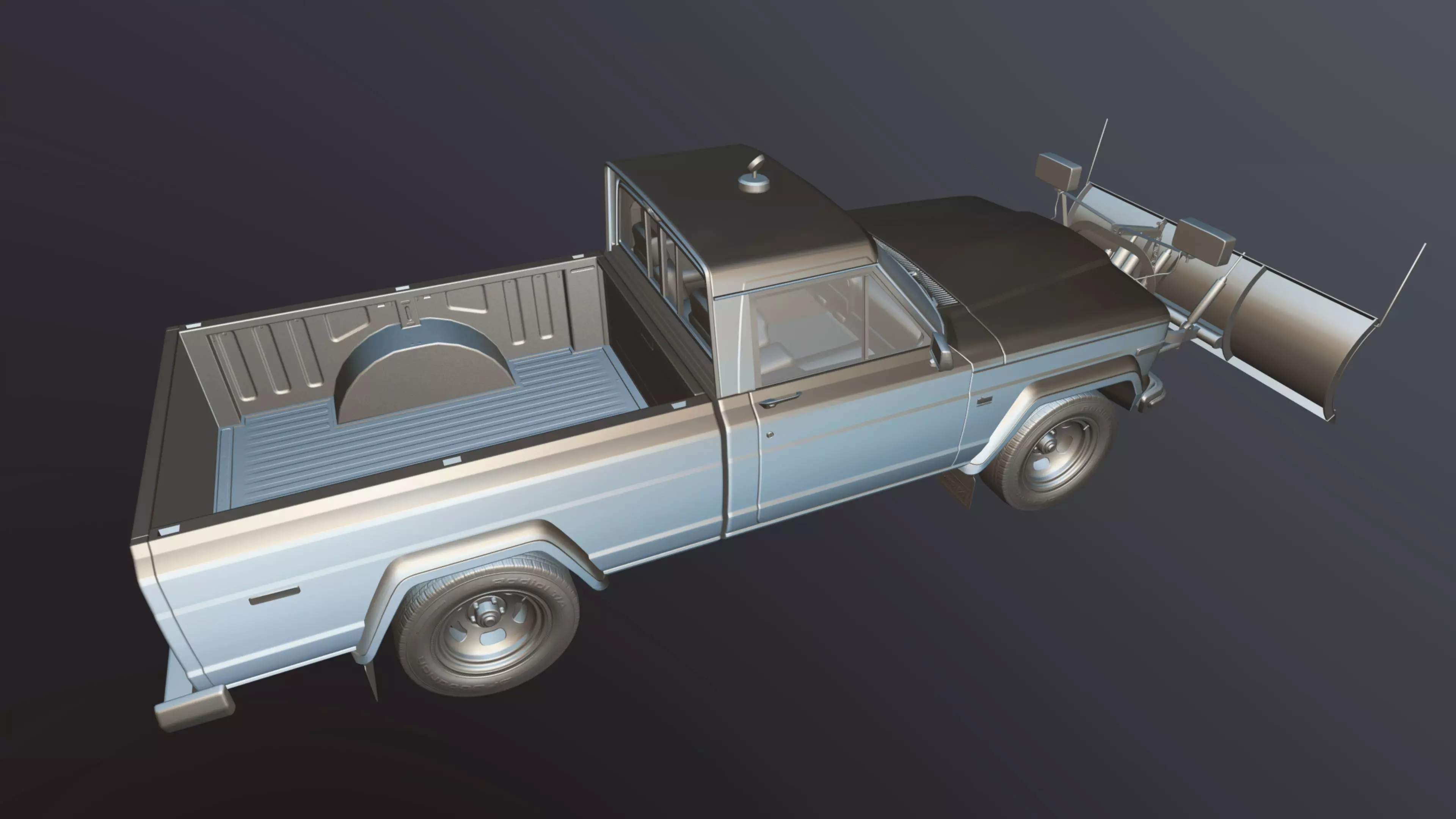 Jeep Gladiator J-10 snow plow pickup Low-poly 3D model_61