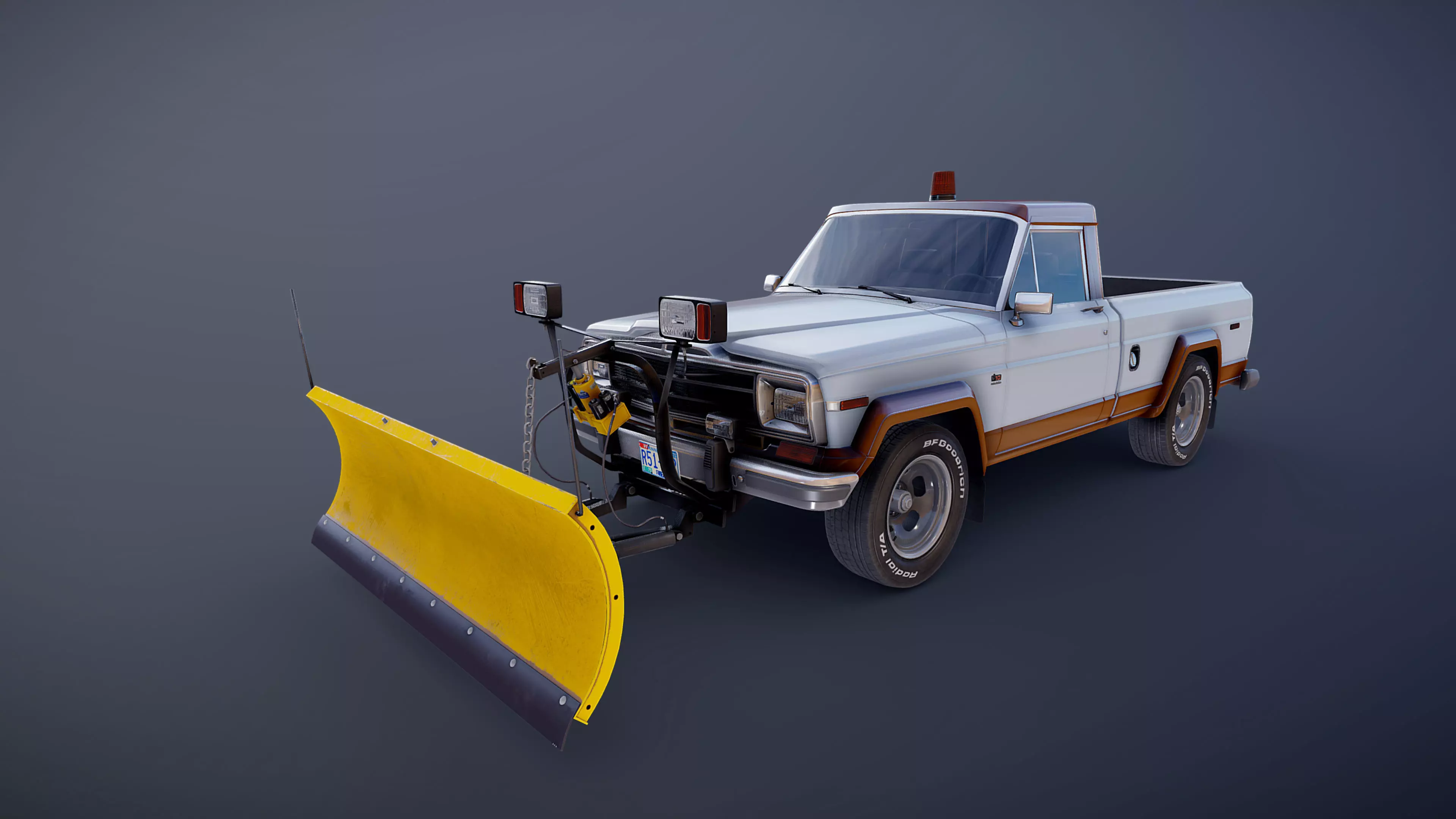 Jeep Gladiator J-10 snow plow pickup Low-poly 3D model_49