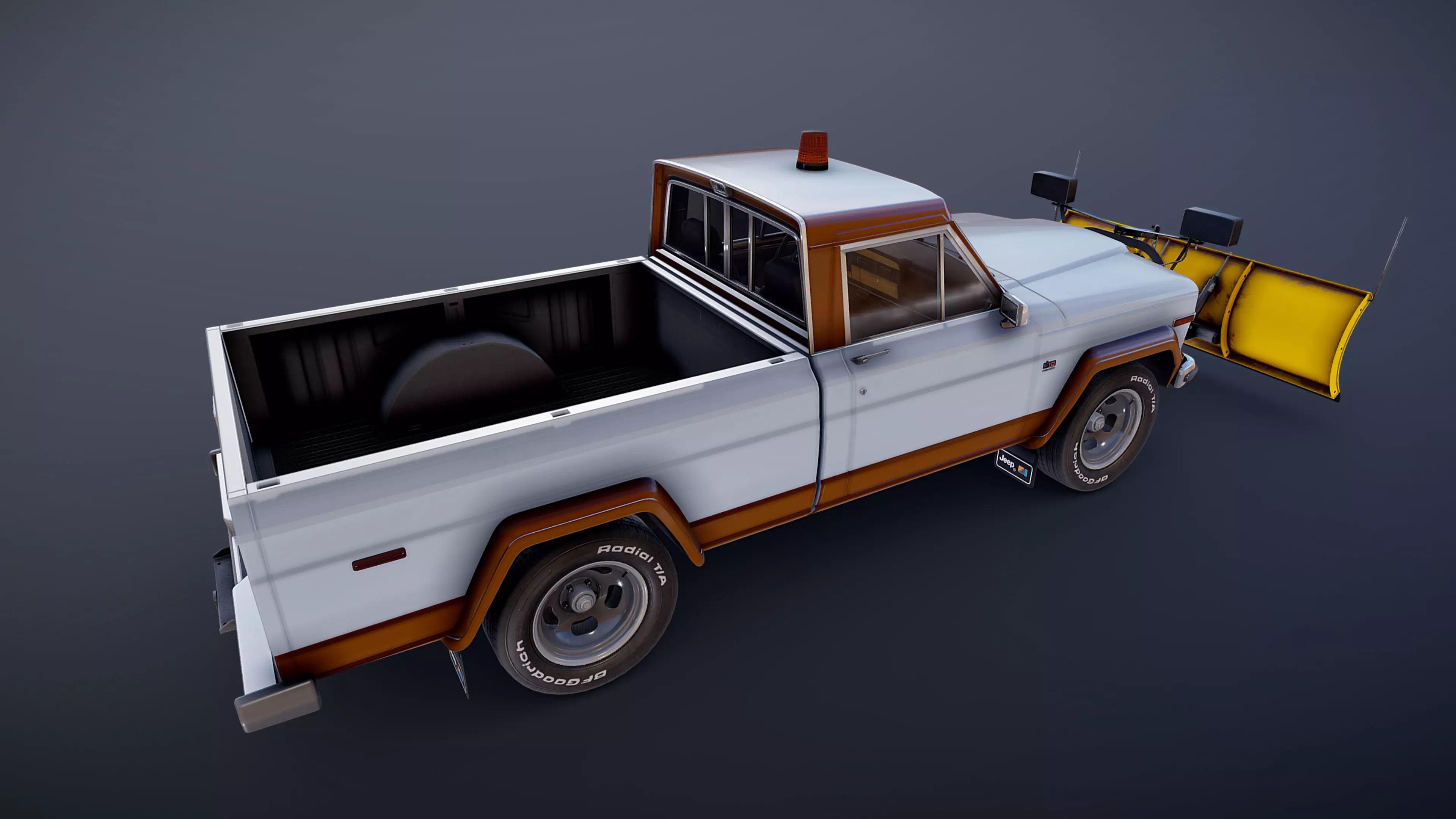 Jeep Gladiator J-10 snow plow pickup Low-poly 3D model_50