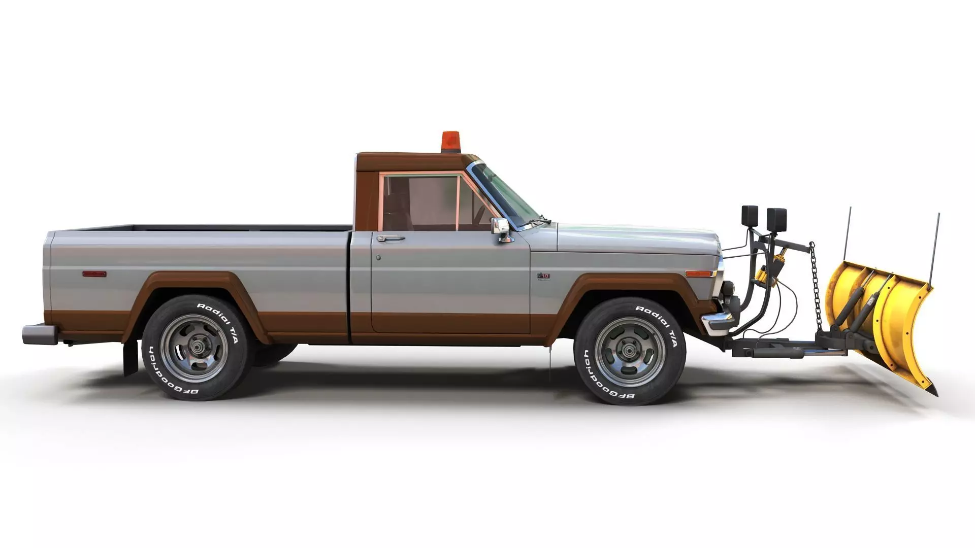 Jeep Gladiator J-10 snow plow pickup Low-poly 3D model_5