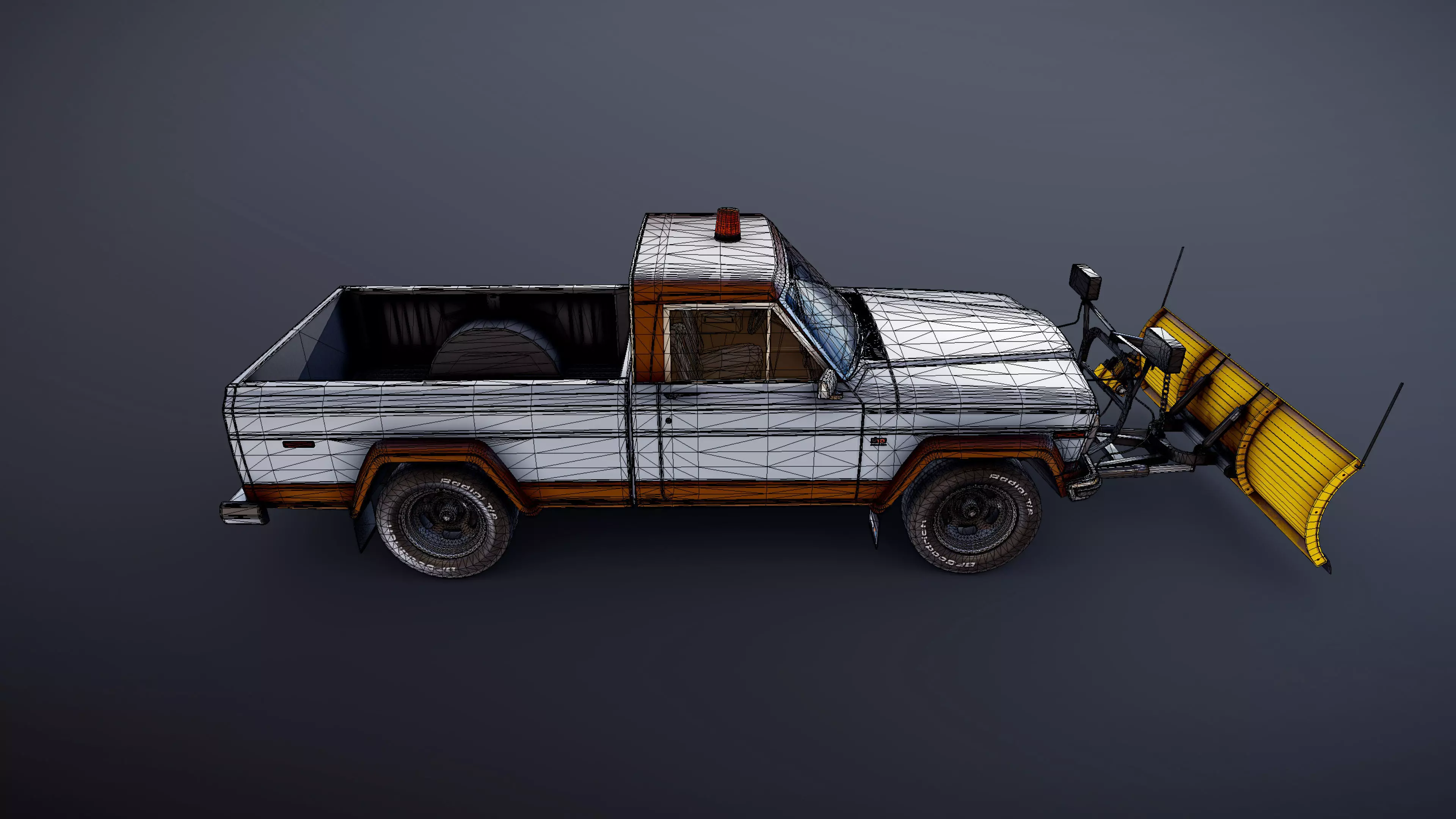 Jeep Gladiator J-10 snow plow pickup Low-poly 3D model_57