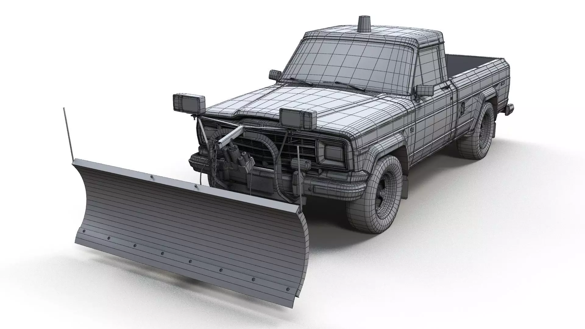 Jeep Gladiator J-10 snow plow pickup Low-poly 3D model_21