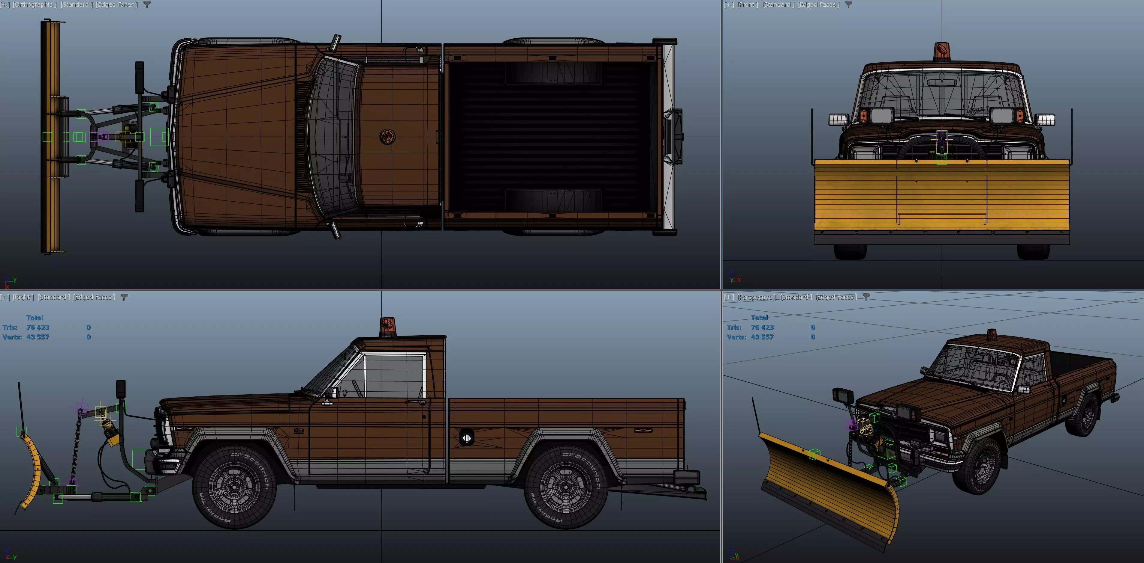 Jeep Gladiator J-10 snow plow pickup Low-poly 3D model_67