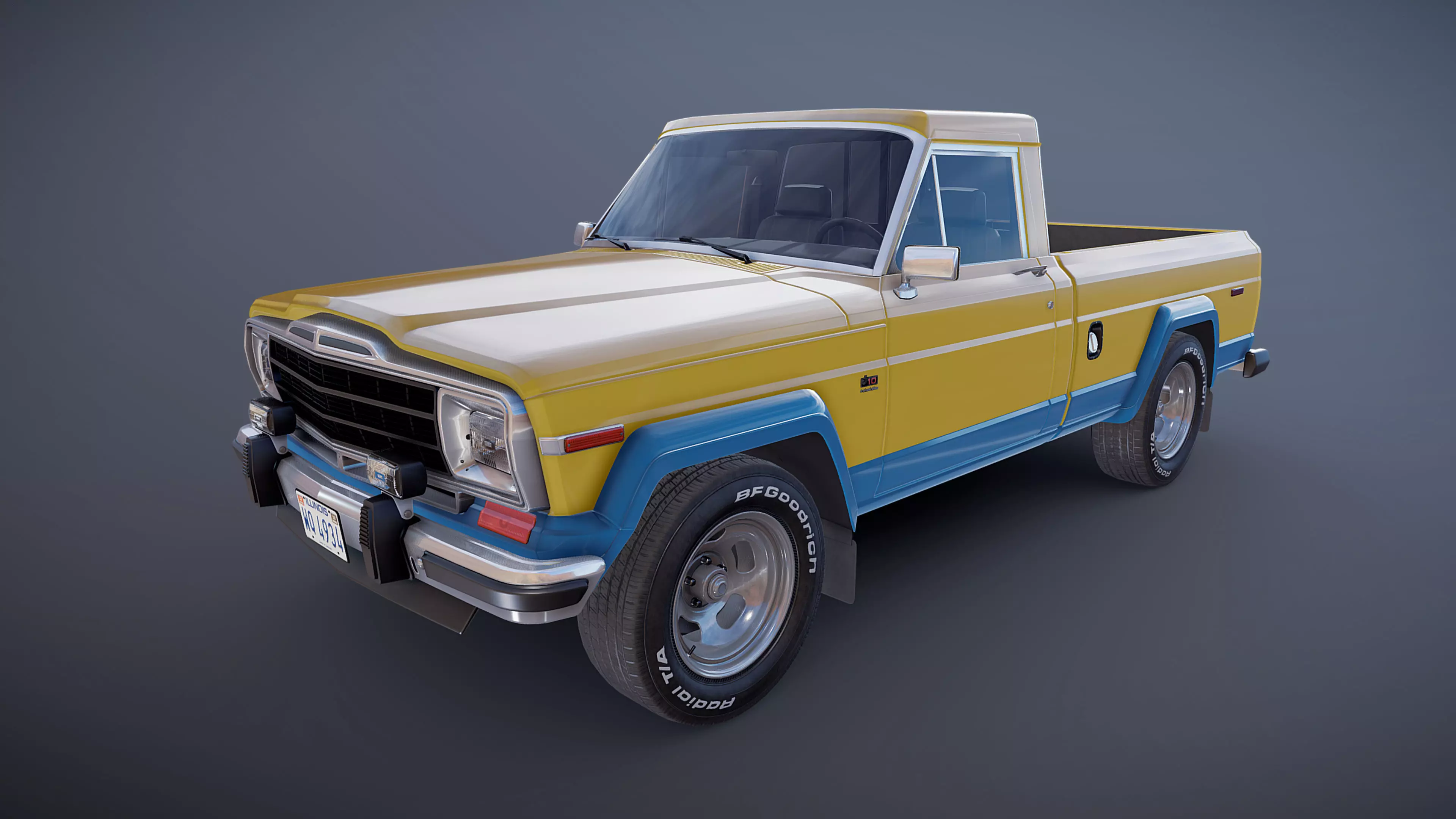 Jeep Gladiator J-10 snow plow pickup Low-poly 3D model_33