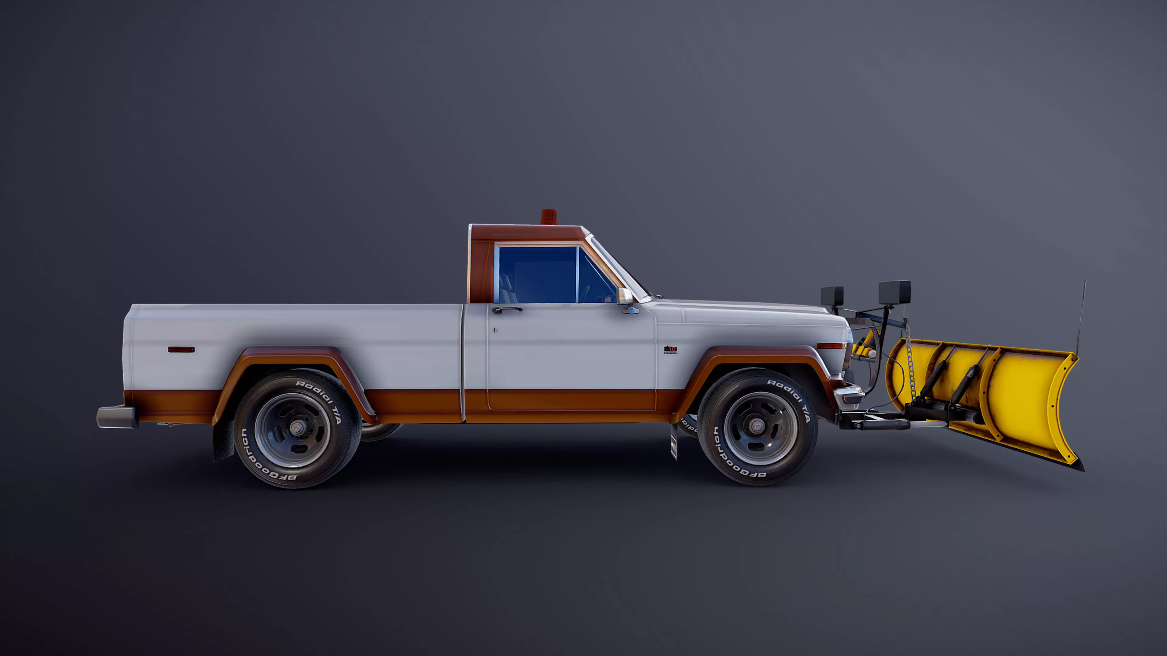 Jeep Gladiator J-10 snow plow pickup Low-poly 3D model_51