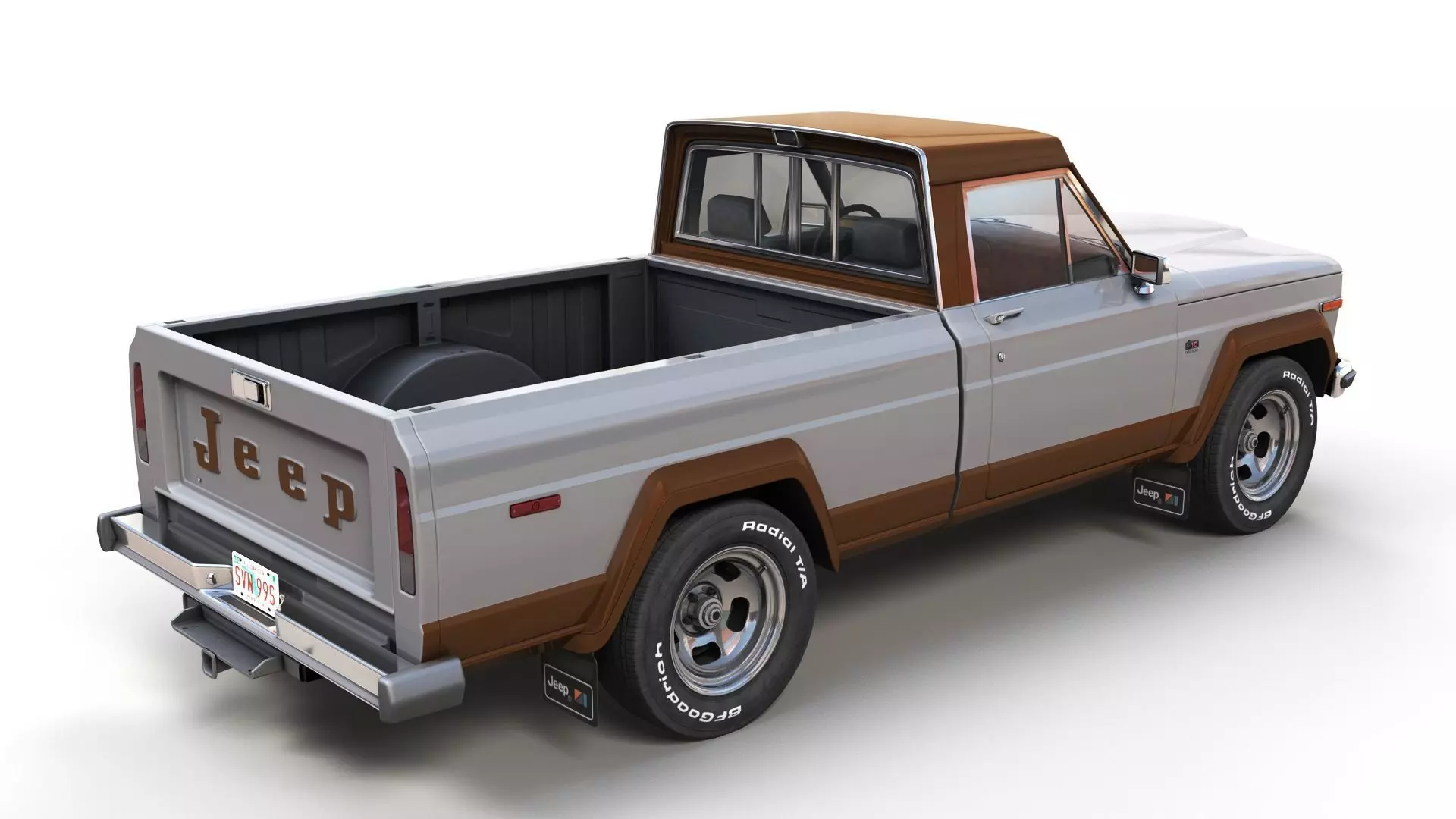 Jeep Gladiator J-10 snow plow pickup Low-poly 3D model_12