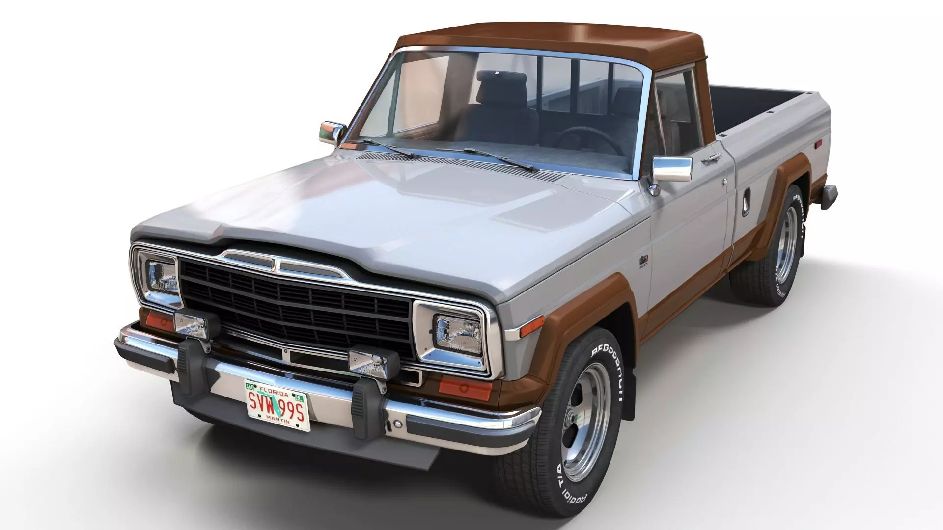 Jeep Gladiator J-10 snow plow pickup Low-poly 3D model_11