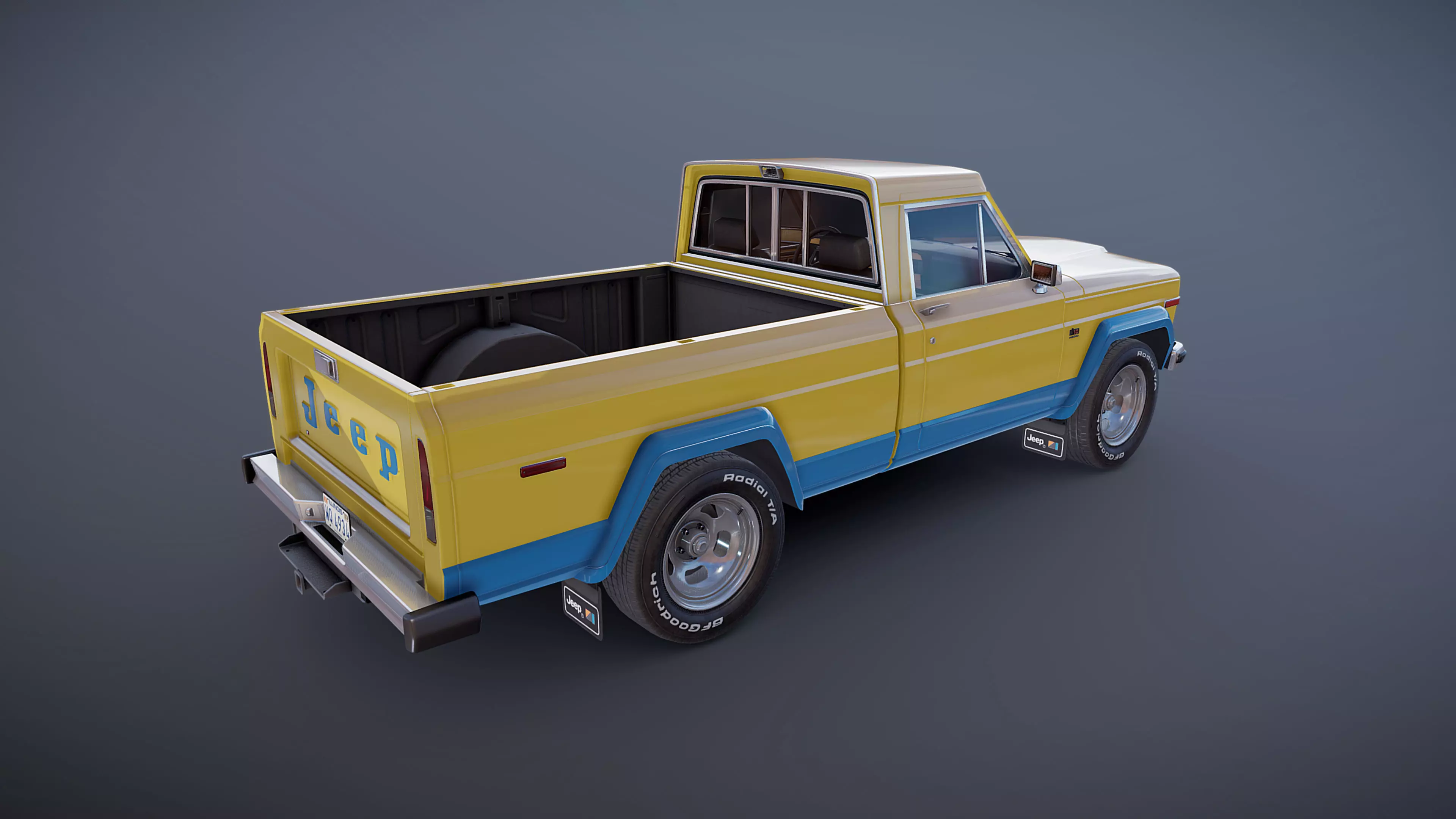 Jeep Gladiator J-10 snow plow pickup Low-poly 3D model_34