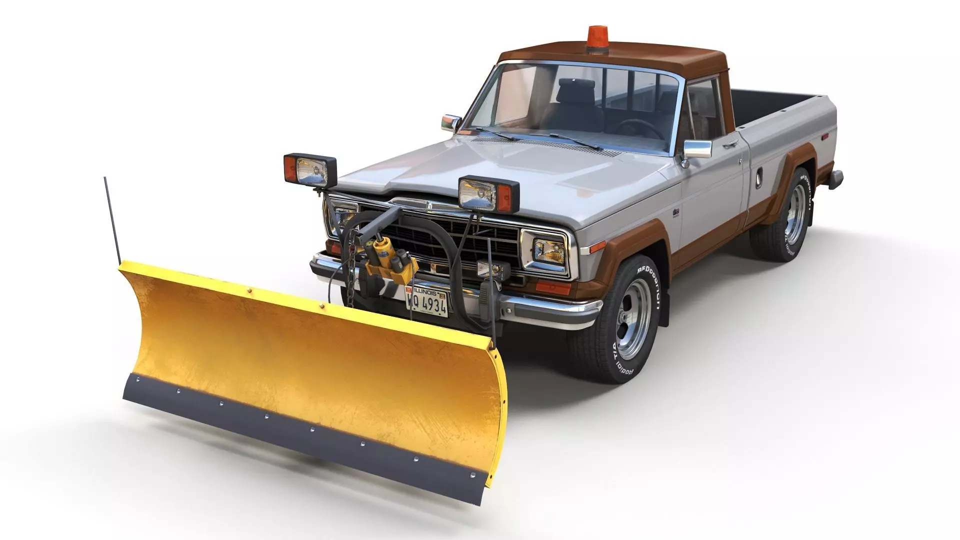 Jeep Gladiator J-10 snow plow pickup Low-poly 3D model_3