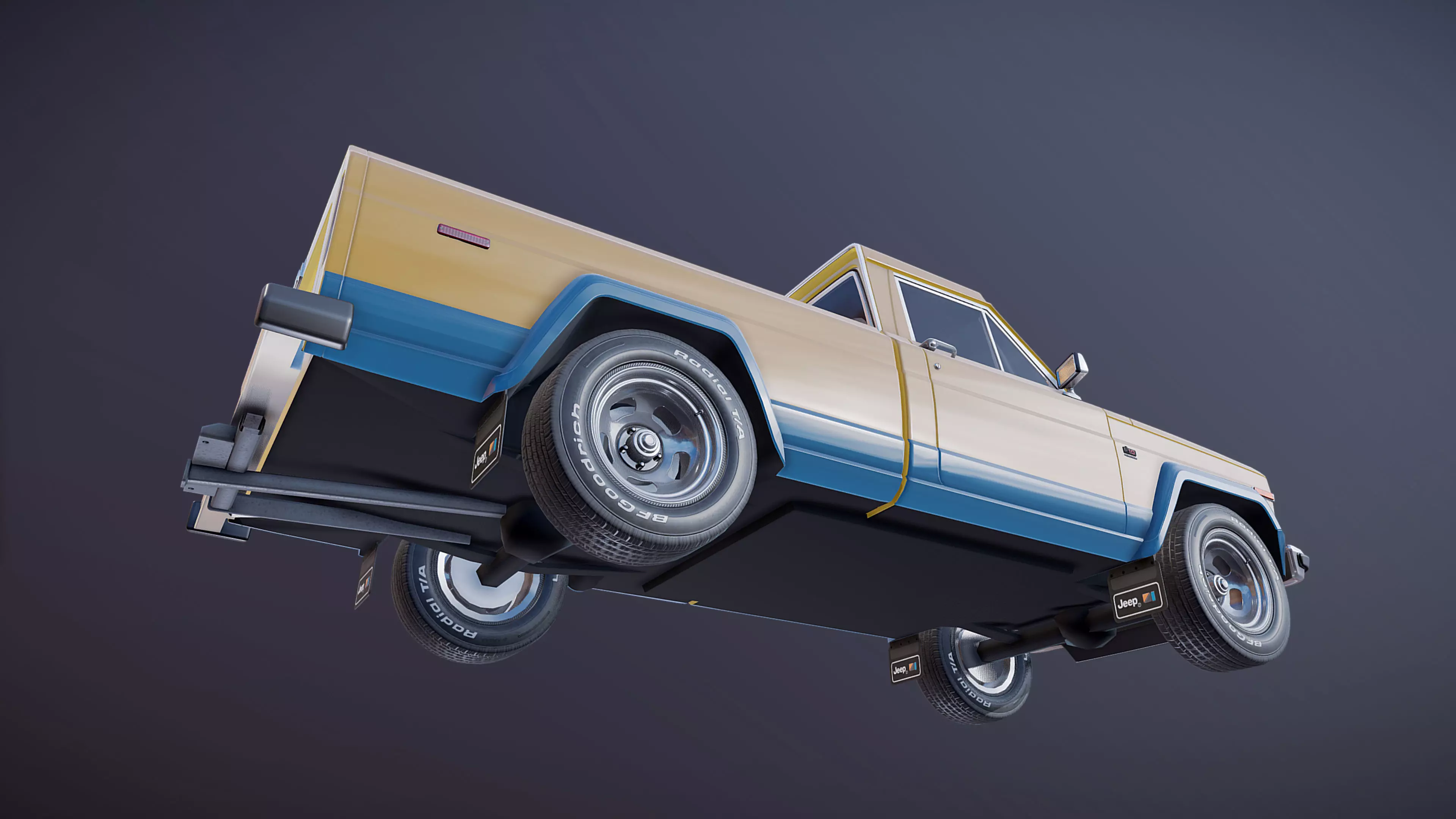Jeep Gladiator J-10 snow plow pickup Low-poly 3D model_38