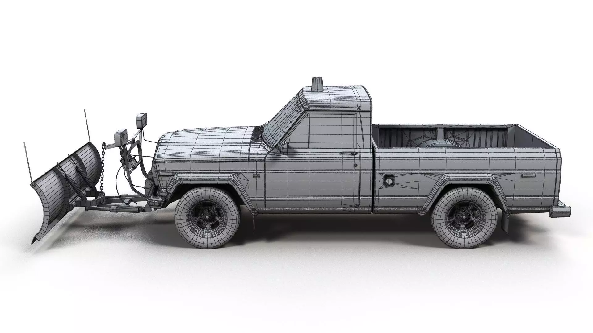 Jeep Gladiator J-10 snow plow pickup Low-poly 3D model_25