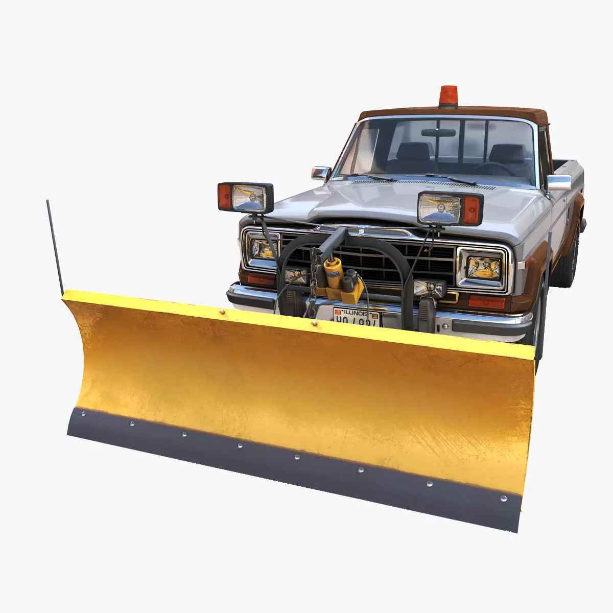 Jeep Gladiator J-10 snow plow pickup Low-poly 3D model_0