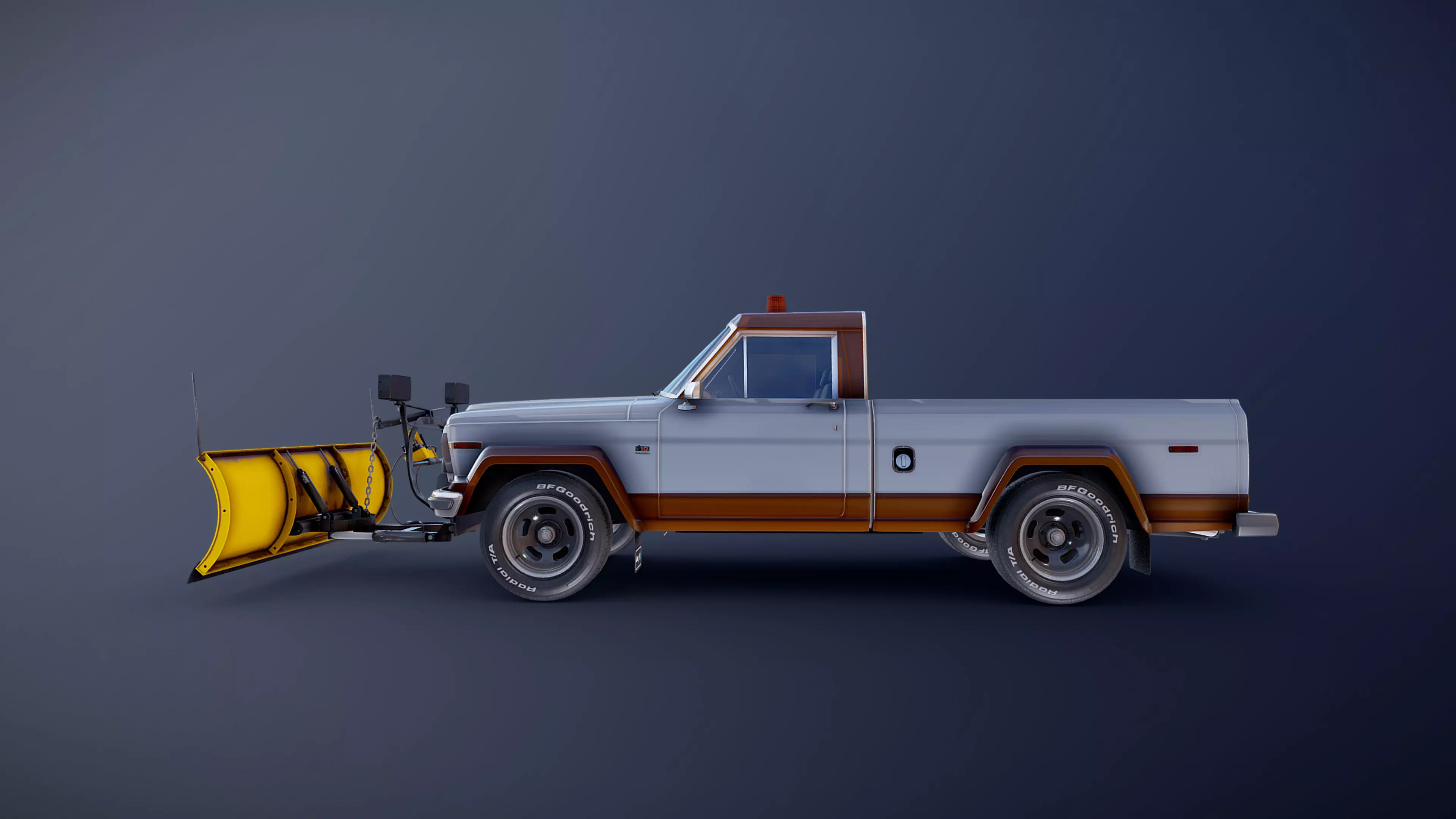 Jeep Gladiator J-10 snow plow pickup Low-poly 3D model_54
