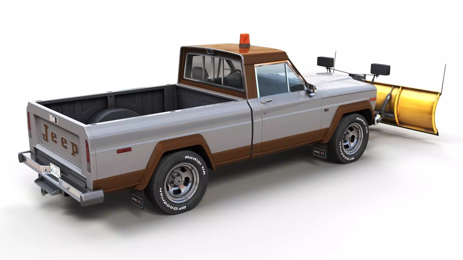 Jeep Gladiator J-10 snow plow pickup Low-poly 3D model_4
