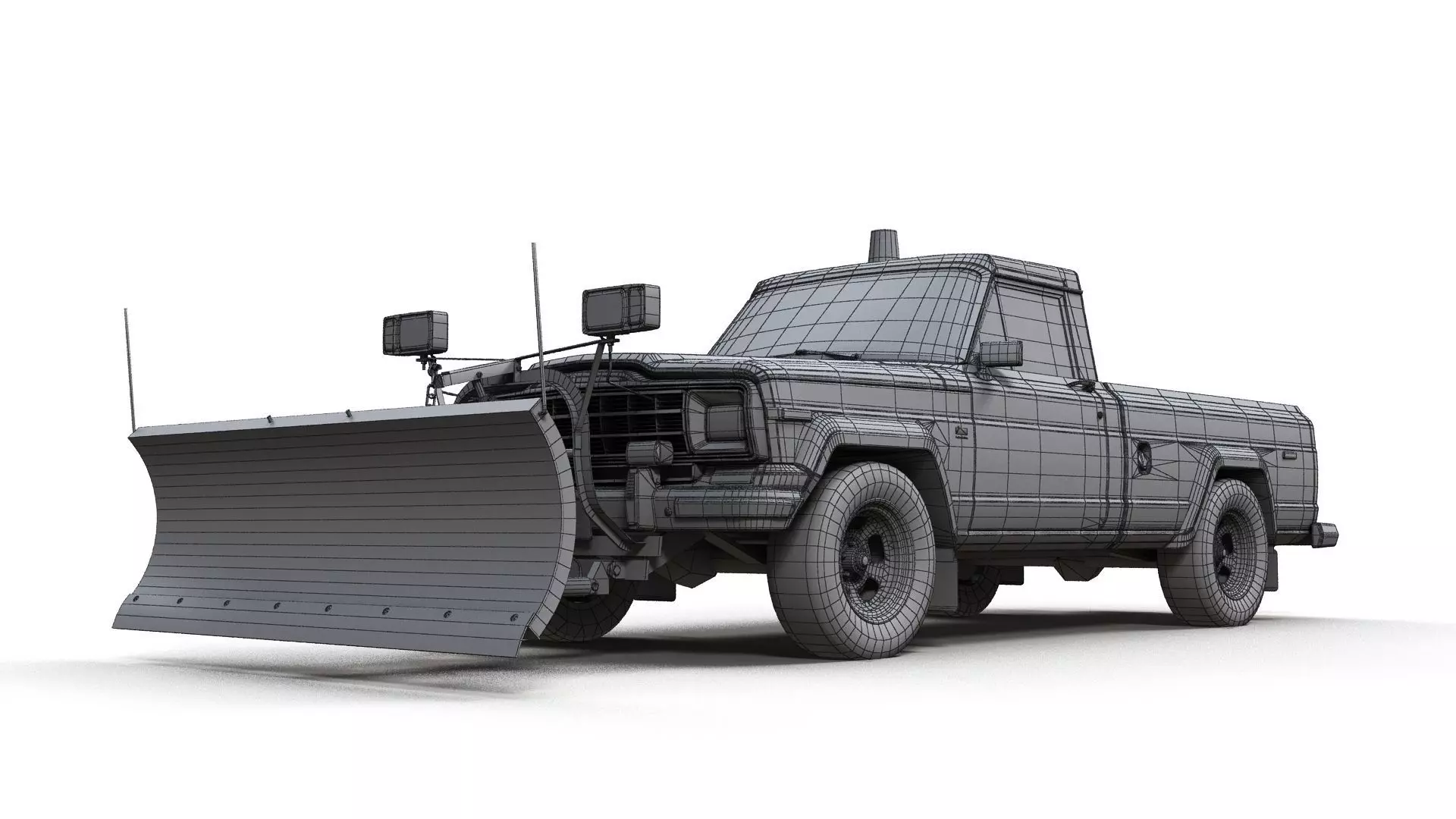 Jeep Gladiator J-10 snow plow pickup Low-poly 3D model_28