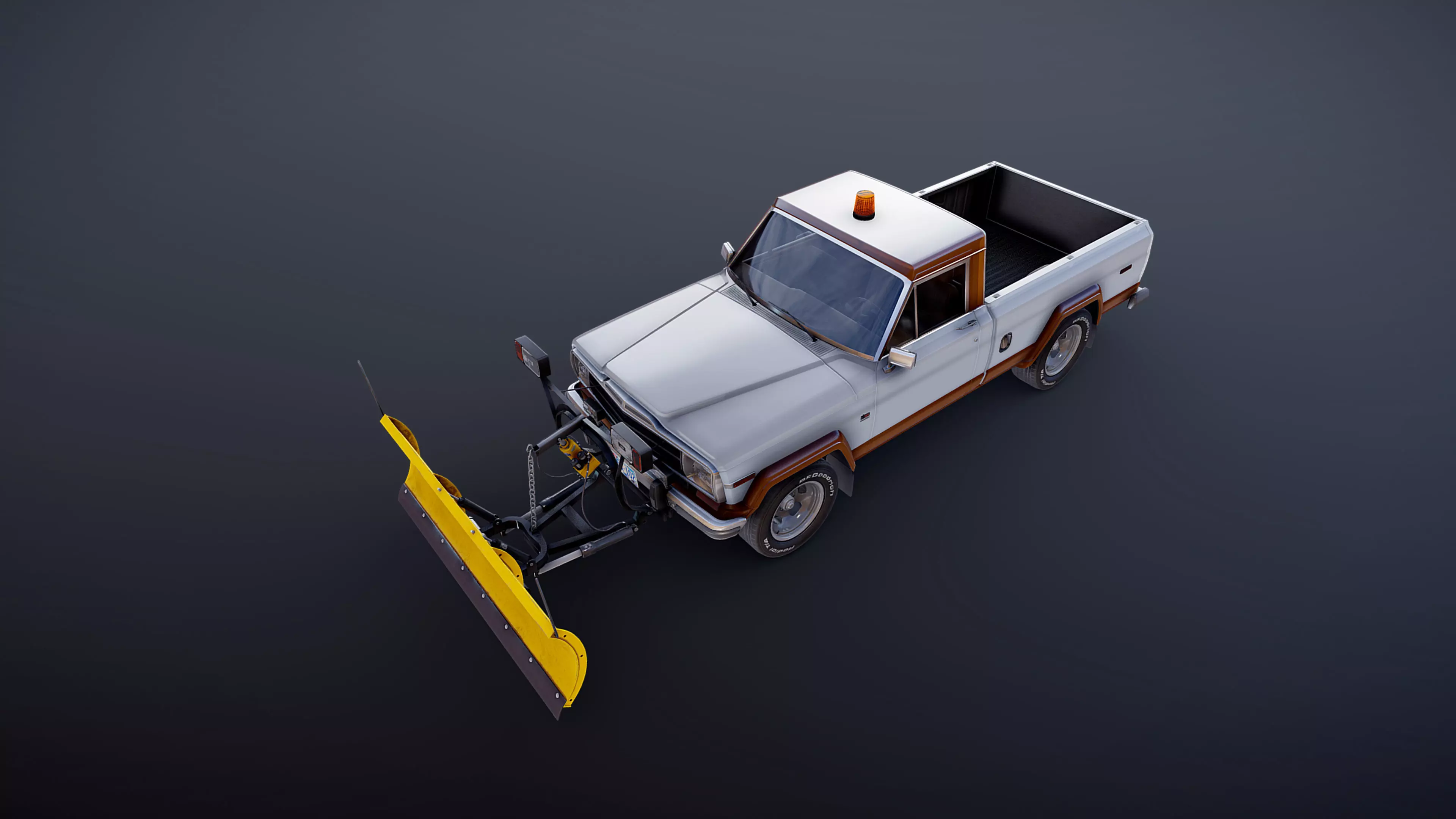 Jeep Gladiator J-10 snow plow pickup Low-poly 3D model_53