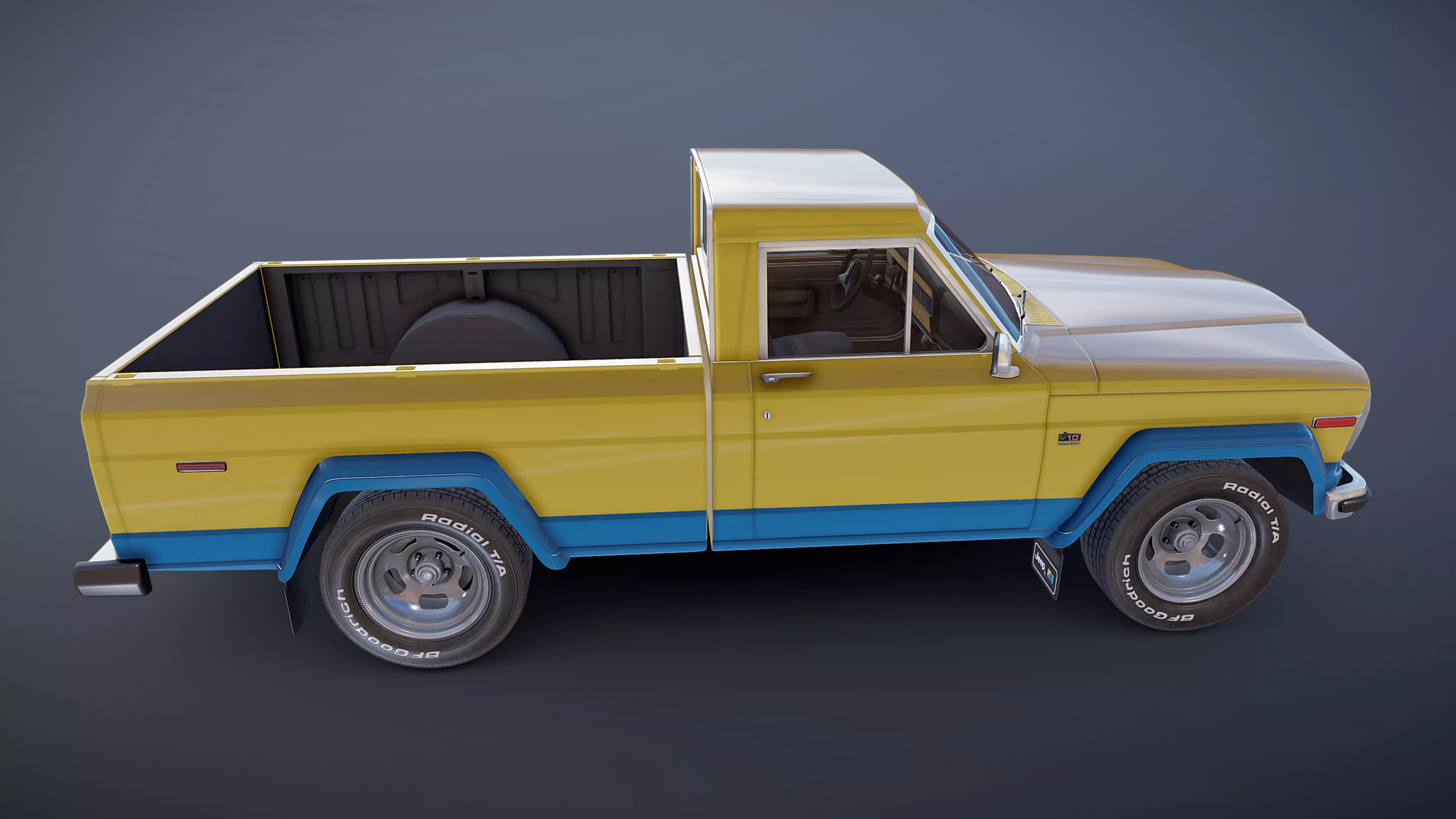 Jeep Gladiator J-10 snow plow pickup Low-poly 3D model_35