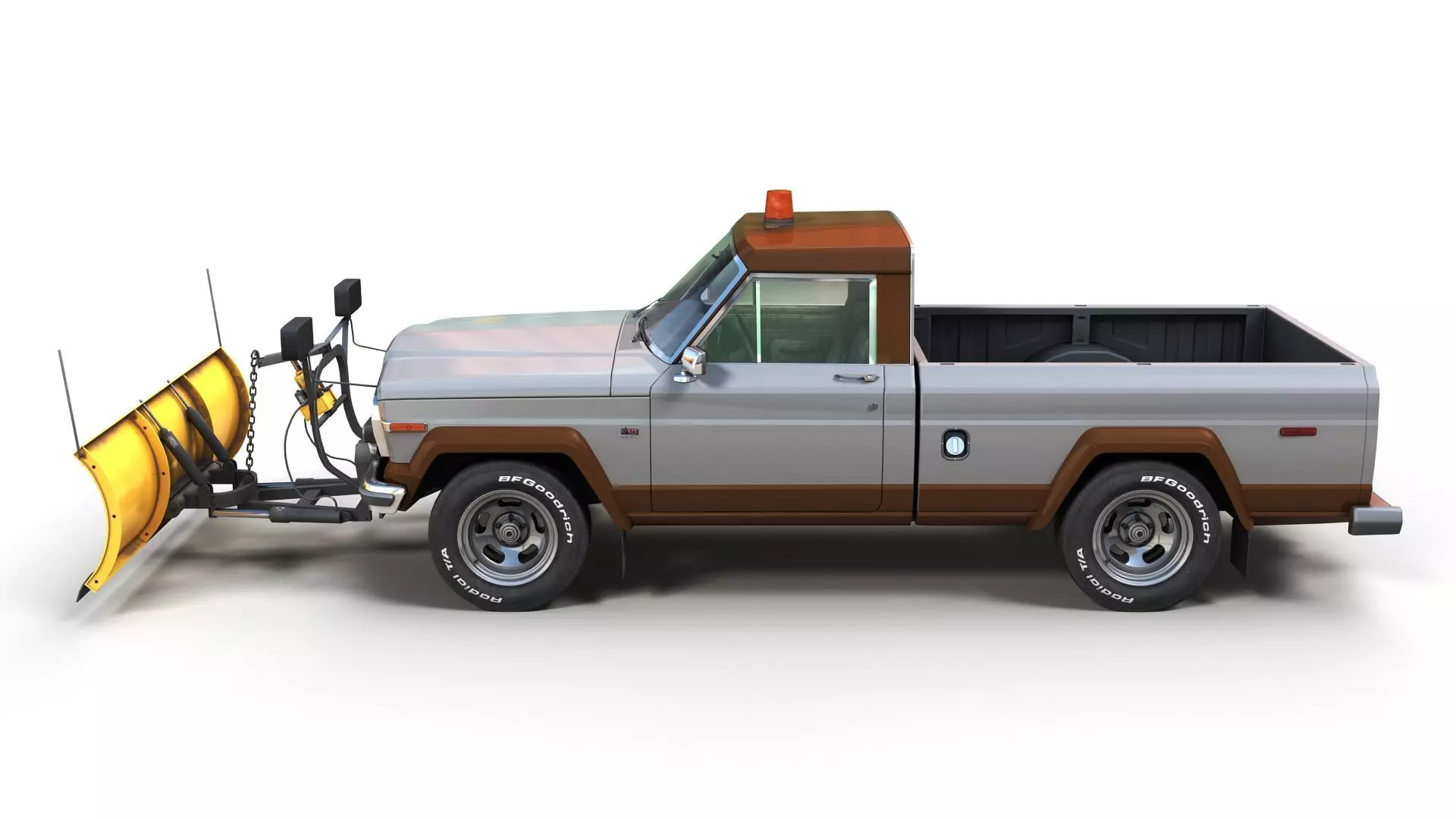 Jeep Gladiator J-10 snow plow pickup Low-poly 3D model_7