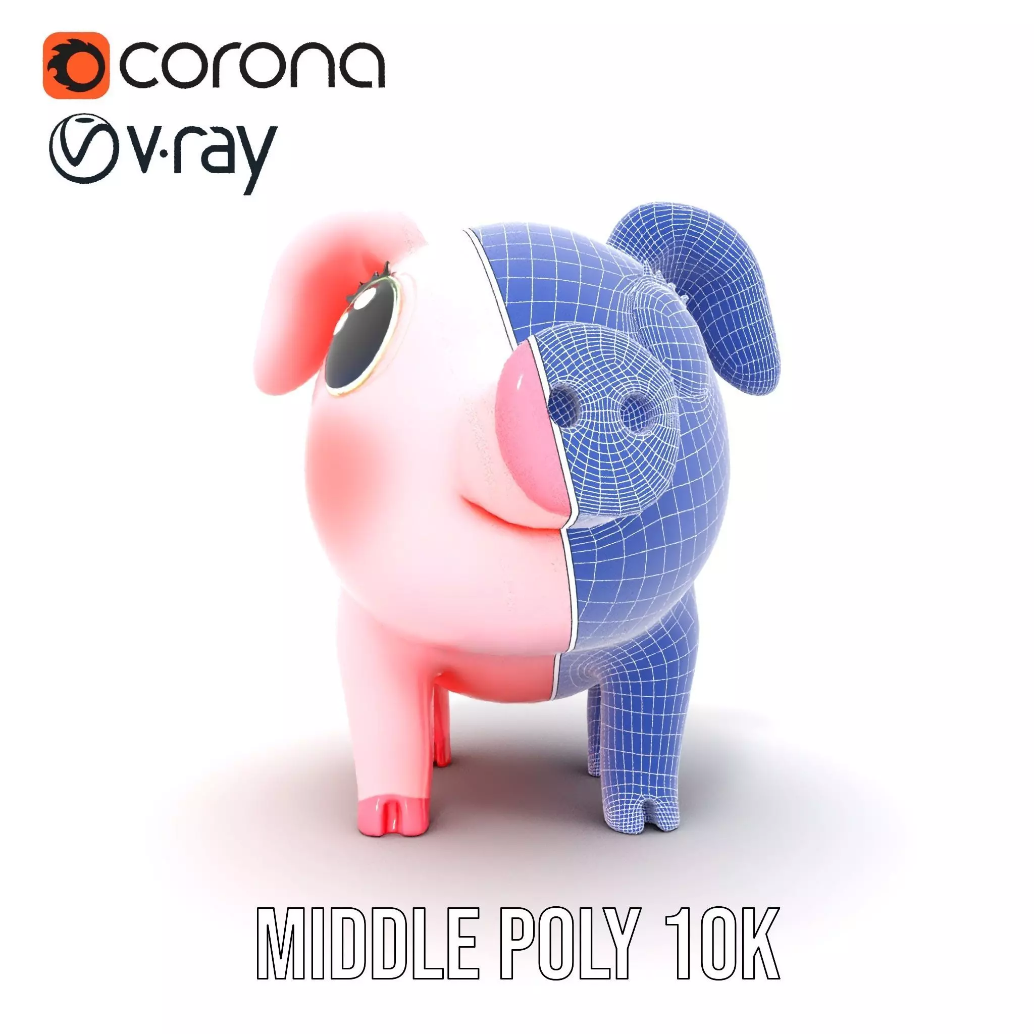 Cute Piggy Character model pack Low-poly 3D model_26