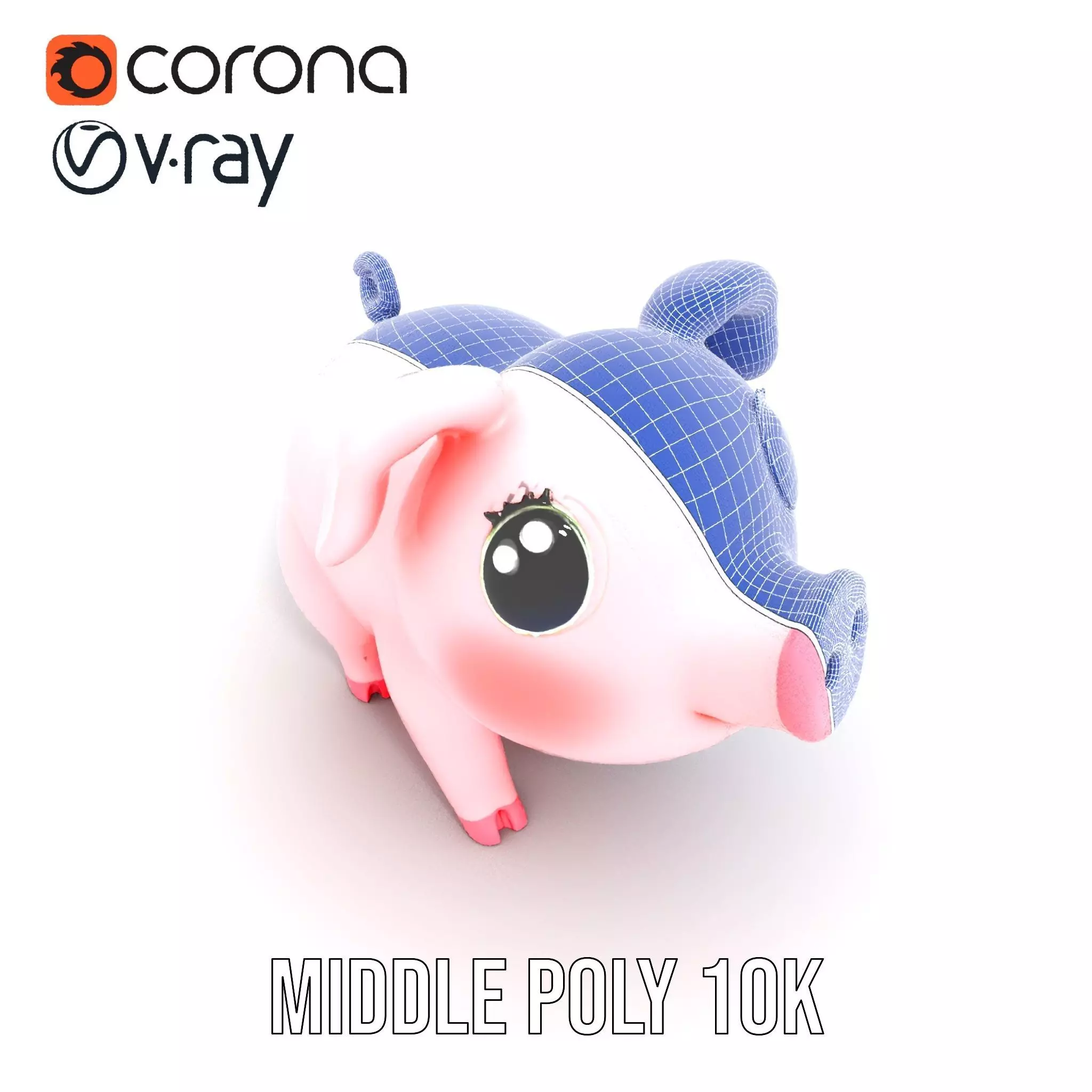 Cute Piggy Character model pack Low-poly 3D model_29