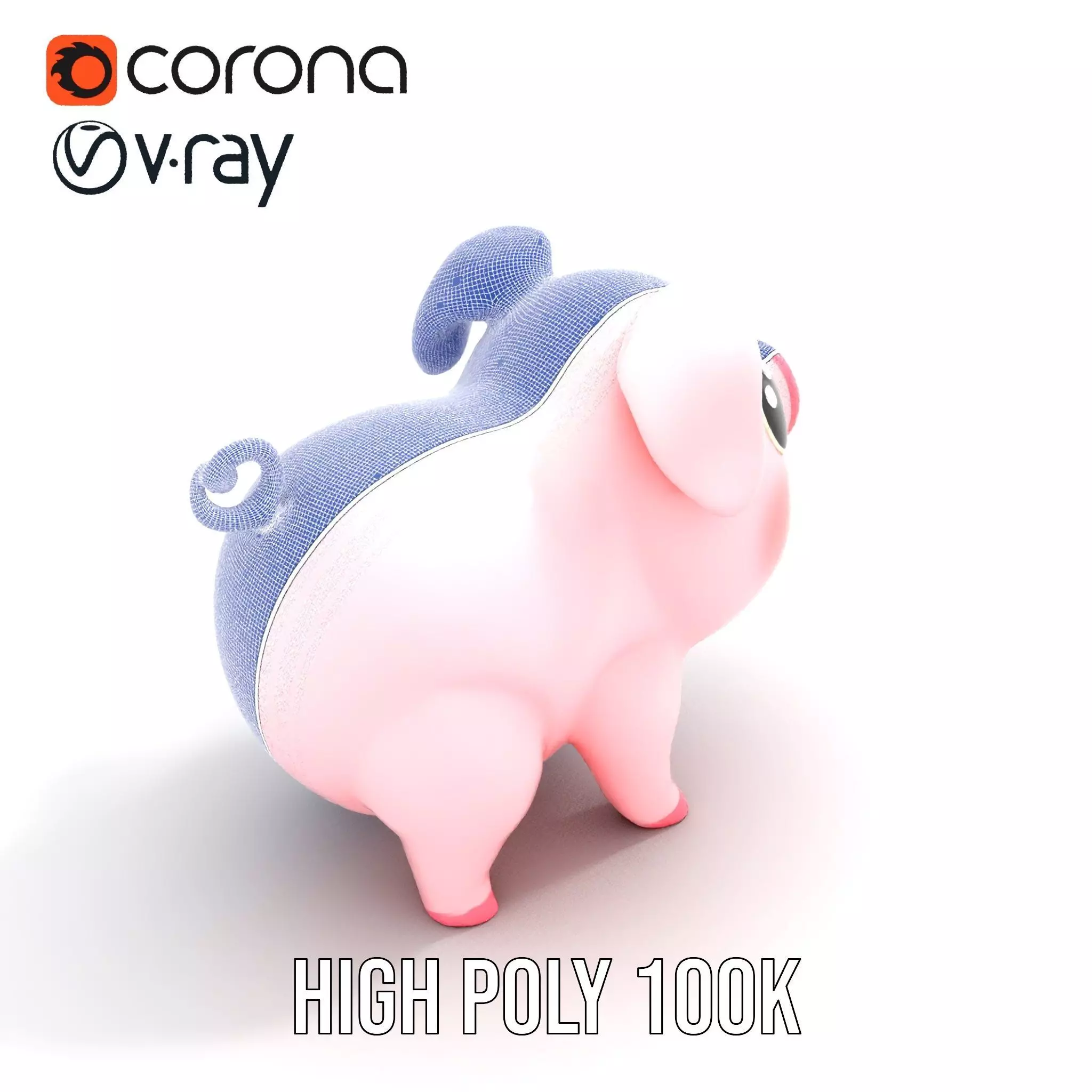 Cute Piggy Character model pack Low-poly 3D model_31